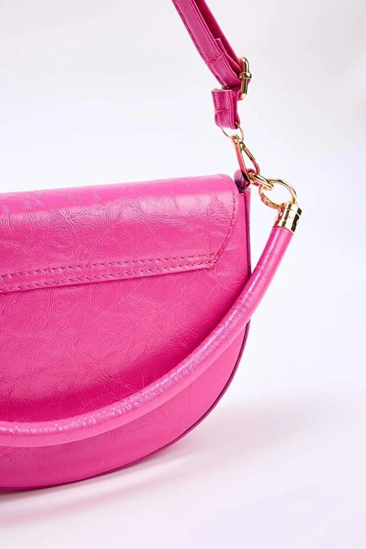 Women's Mini City Shoulder Bag with Metal Buckle Detail