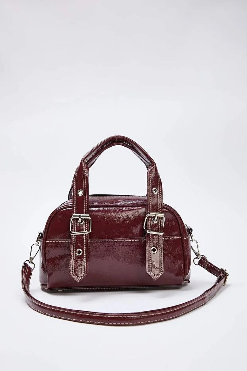 Women's Bowling Mini City Hand and Shoulder Bag with Contrast Stitching