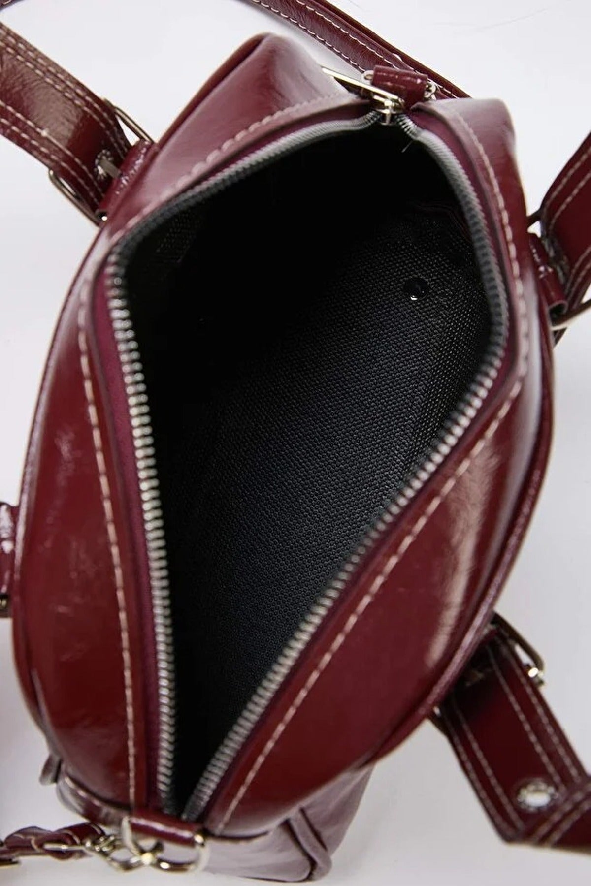 Women's Bowling Mini City Hand and Shoulder Bag with Contrast Stitching