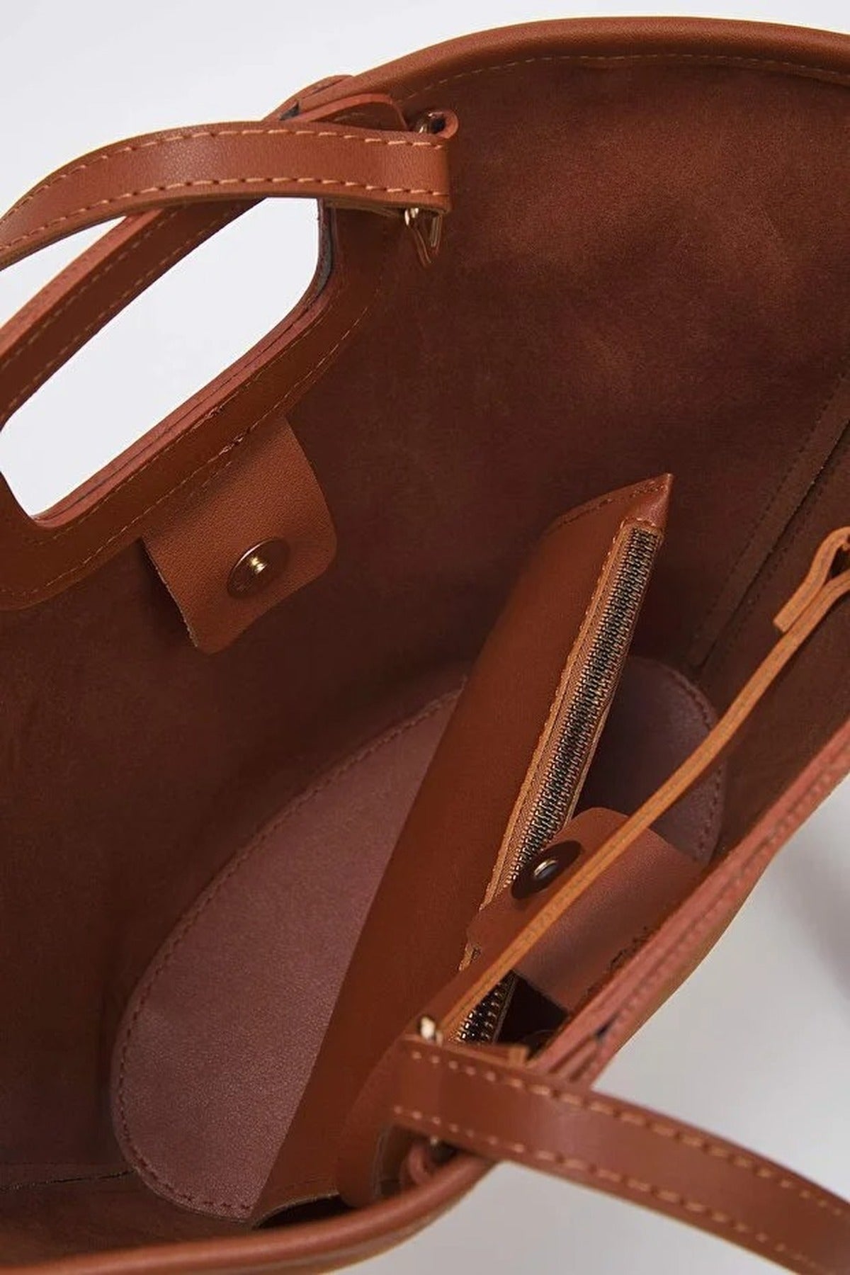 Stitch Detail Dual-Use Bucket Hand and Shoulder Bag