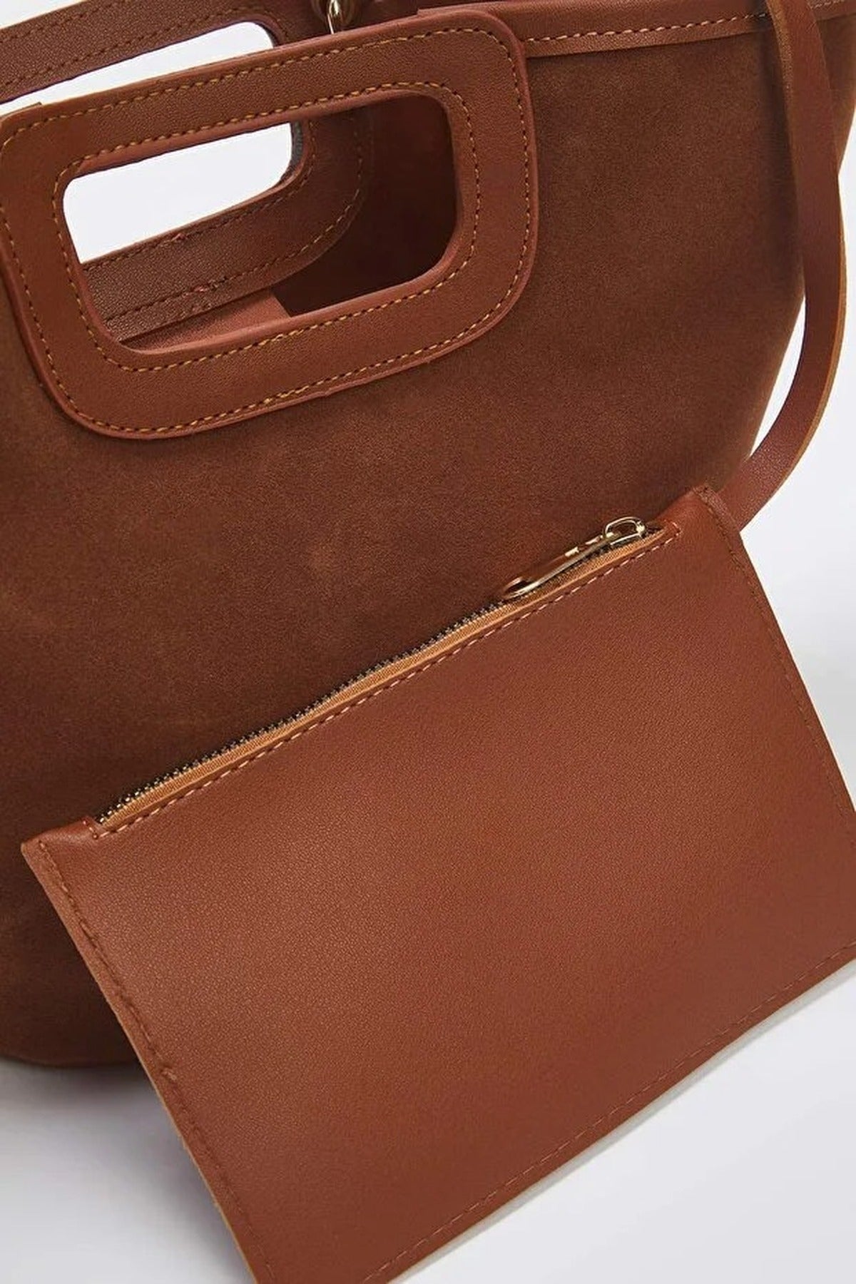 Stitch Detail Dual-Use Bucket Hand and Shoulder Bag