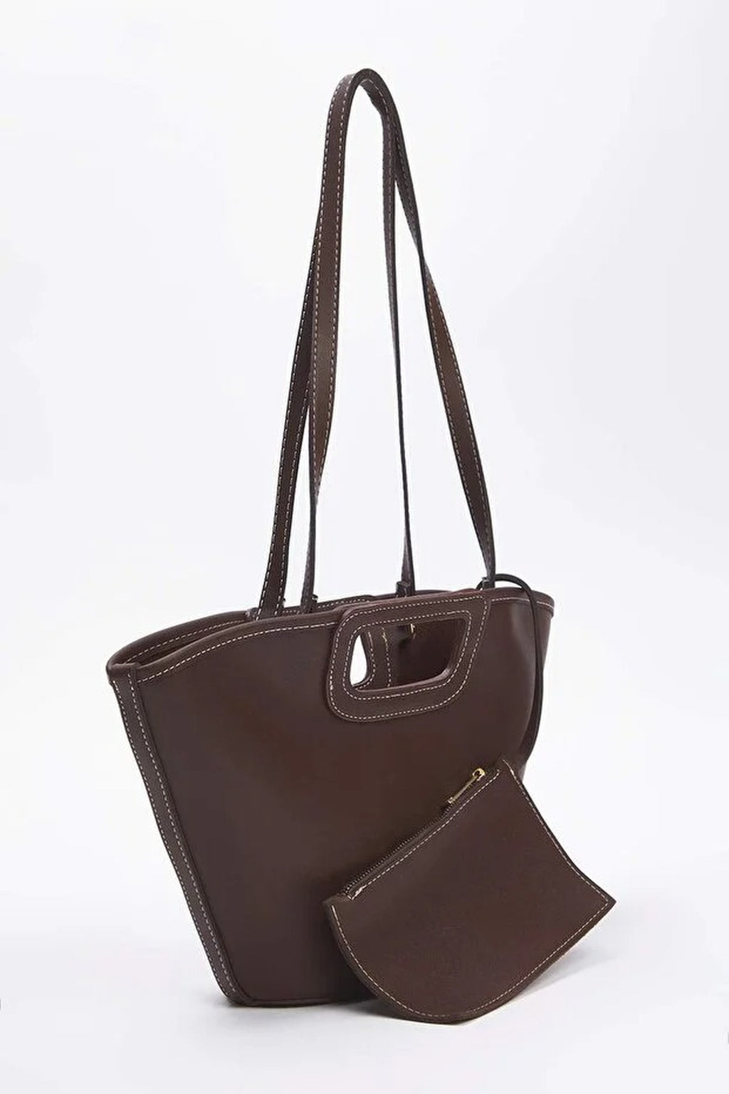 Stitch Detail Dual-Use Bucket Hand and Shoulder Bag