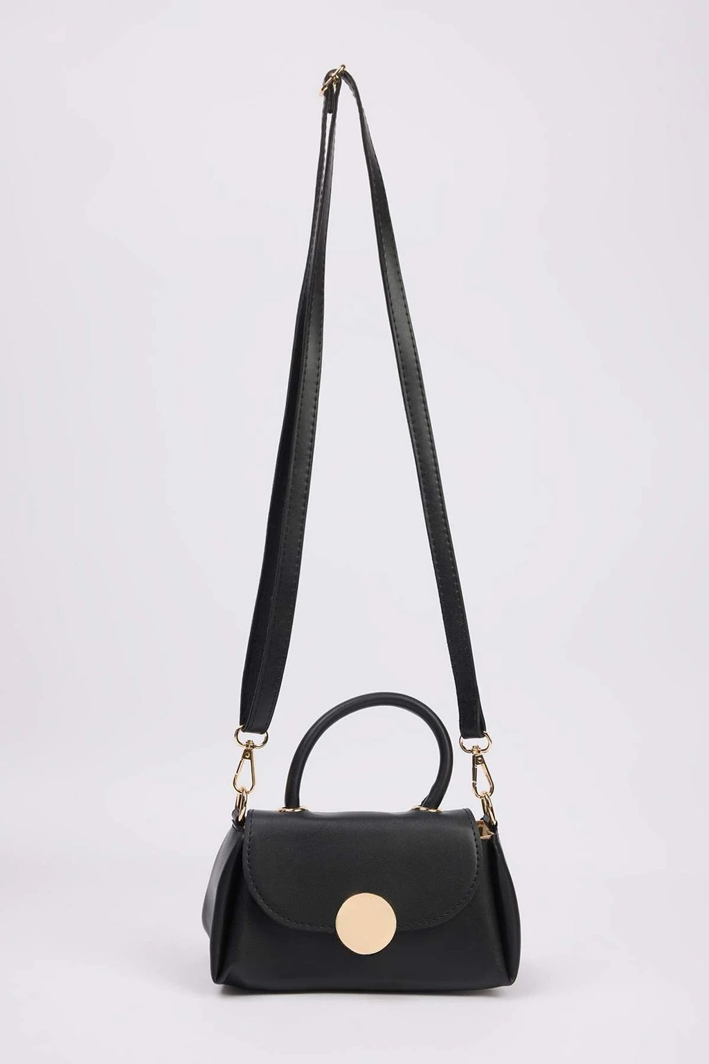 Women's Mini Hand and Shoulder City Bag with Metal Accessory Details