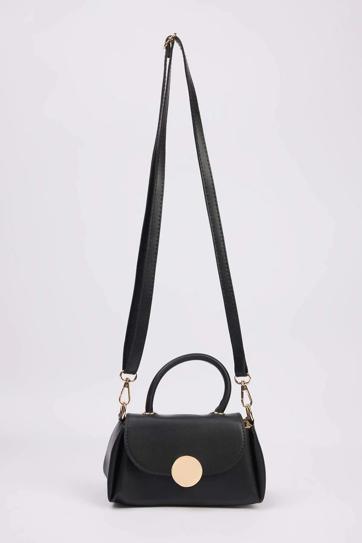 Women's Mini Hand and Shoulder City Bag with Metal Accessory Details