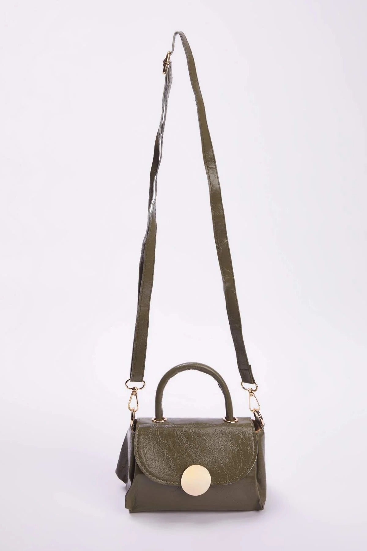 Women's Mini Hand and Shoulder City Bag with Metal Accessory Details