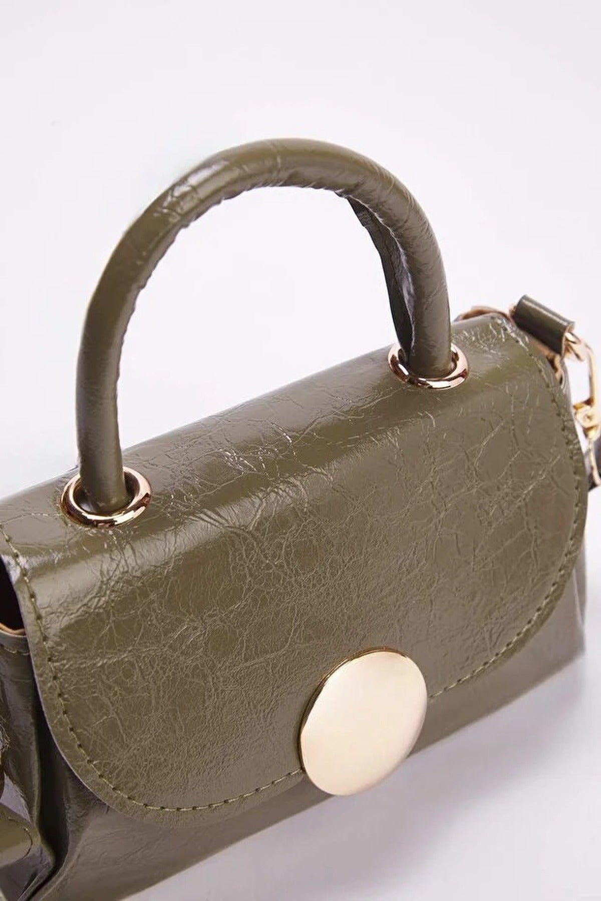 Women's Mini Hand and Shoulder City Bag with Metal Accessory Details