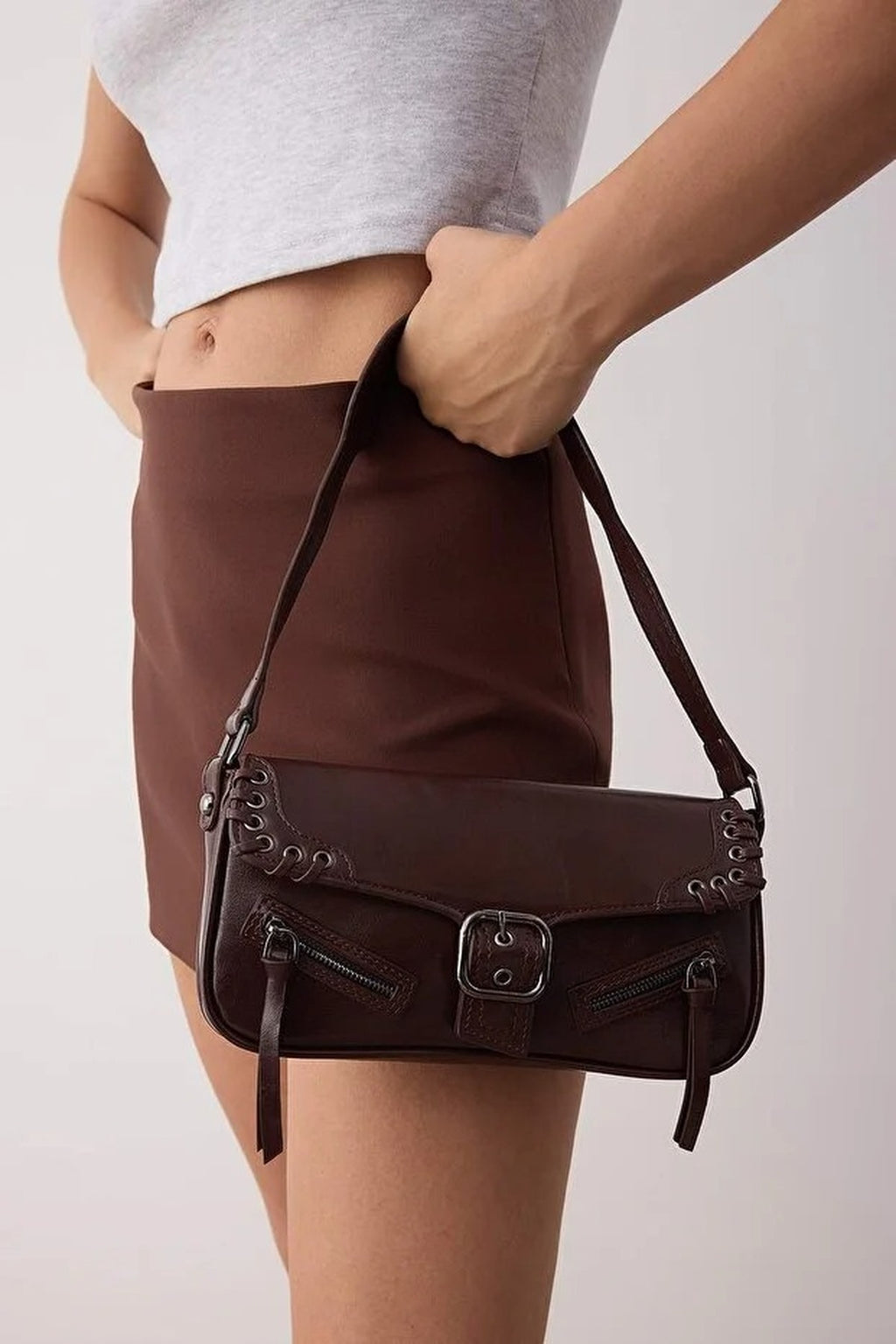 Eyelet Detail Mini Women's City Hand and Shoulder Bag