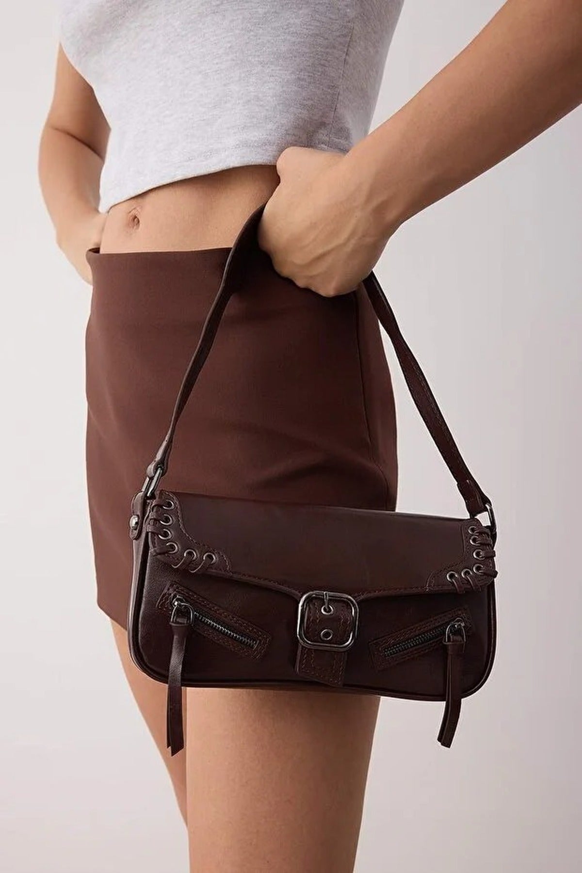 Eyelet Detail Mini Women's City Hand and Shoulder Bag