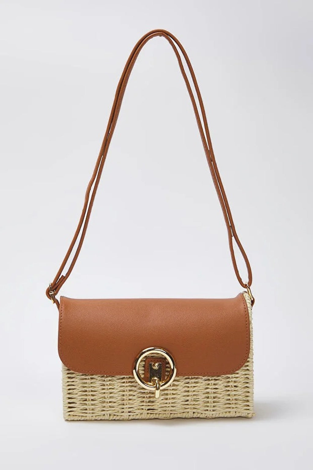 Straw Contrast Women's Small Shoulder Bag