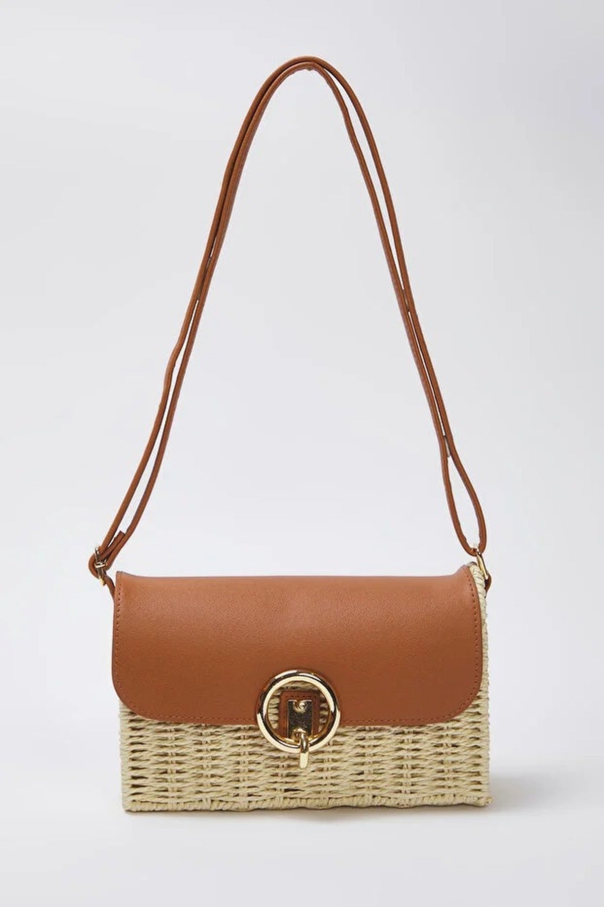 Straw Contrast Women's Small Shoulder Bag
