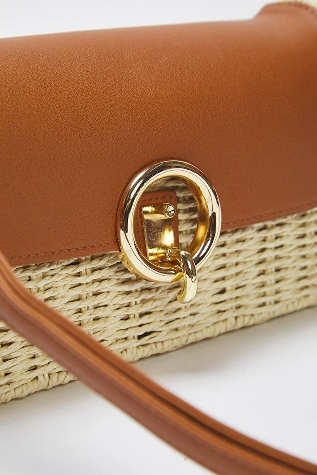 Straw Contrast Women's Small Shoulder Bag