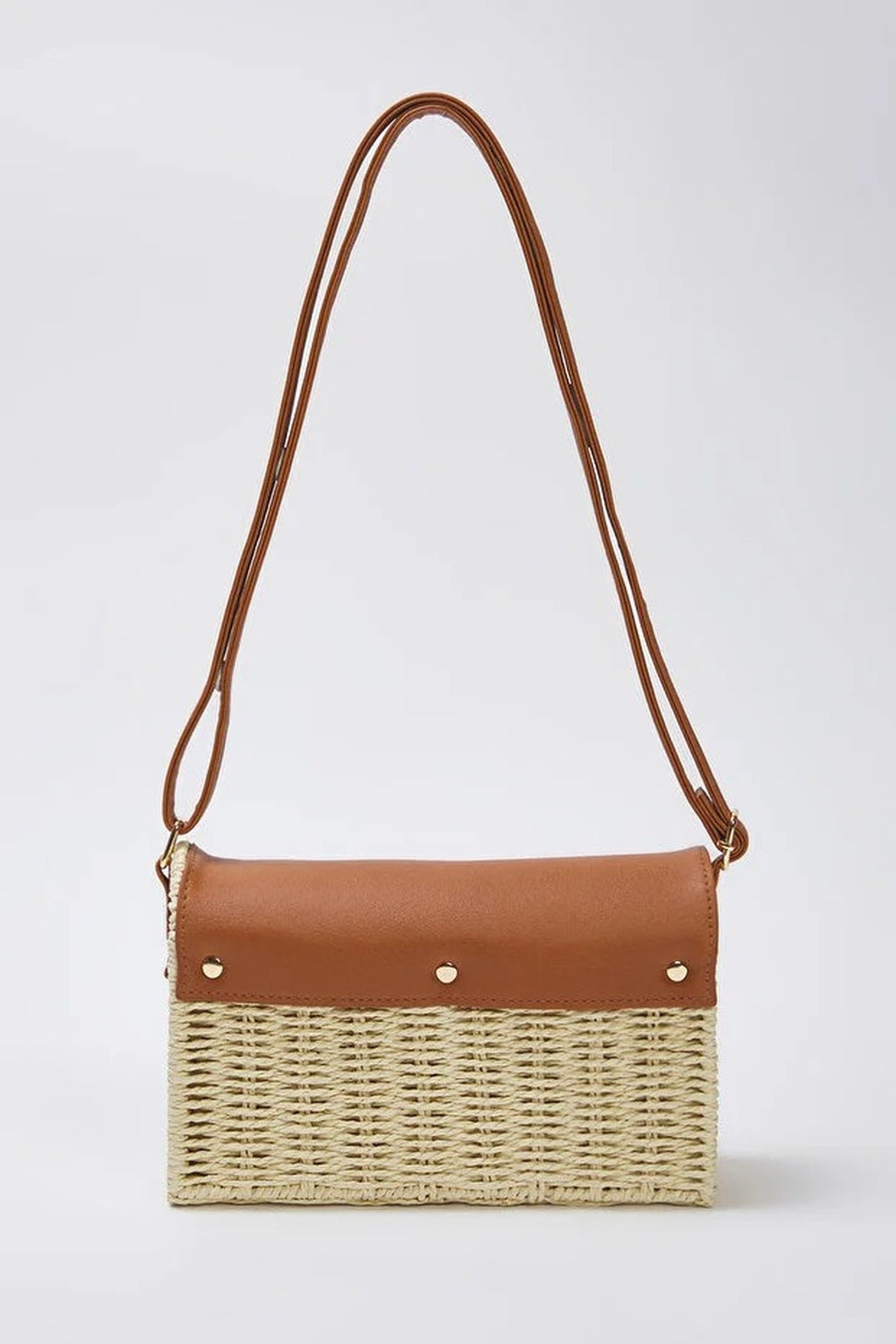 Straw Contrast Women's Small Shoulder Bag