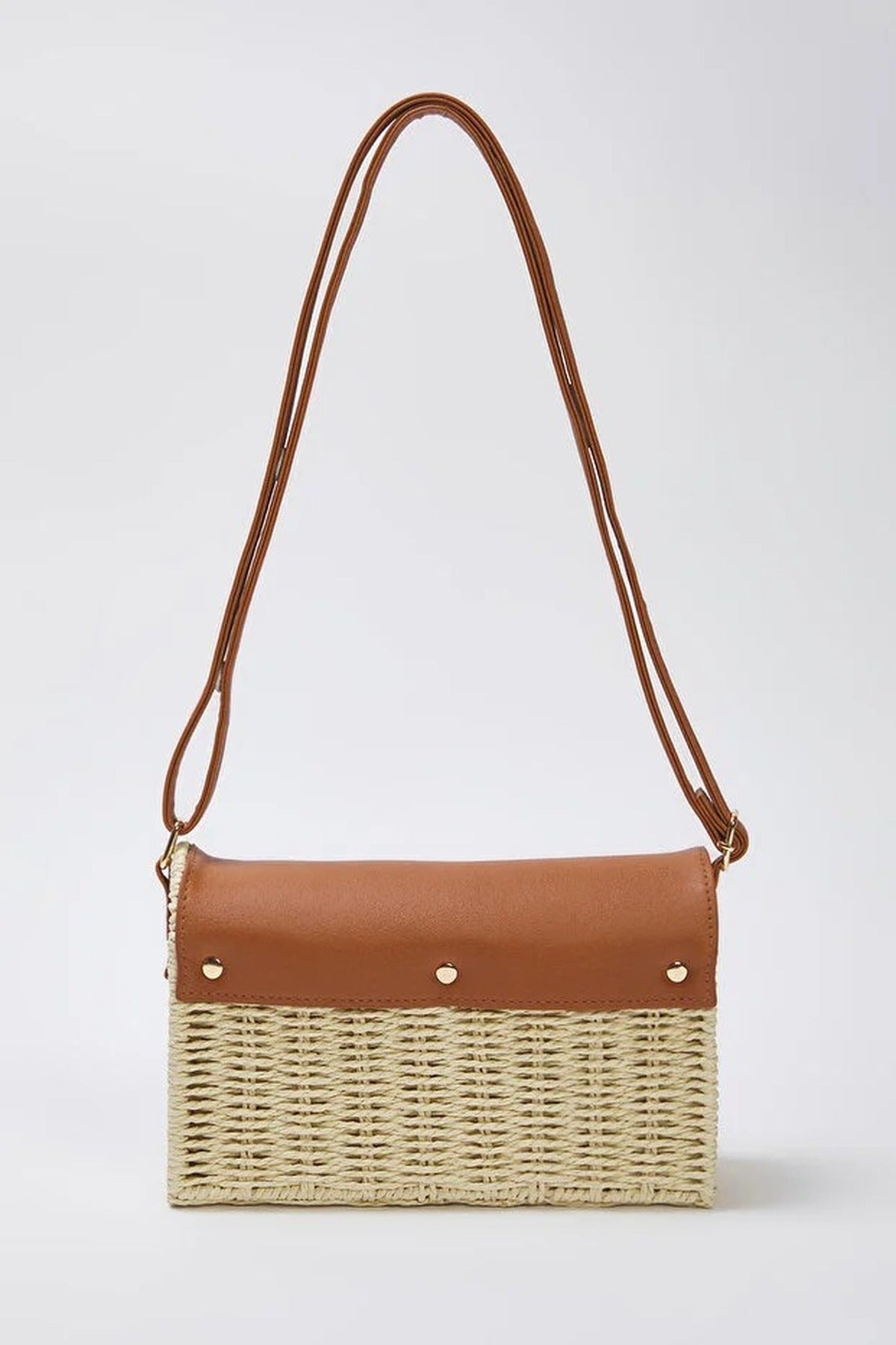 Straw Contrast Women's Small Shoulder Bag