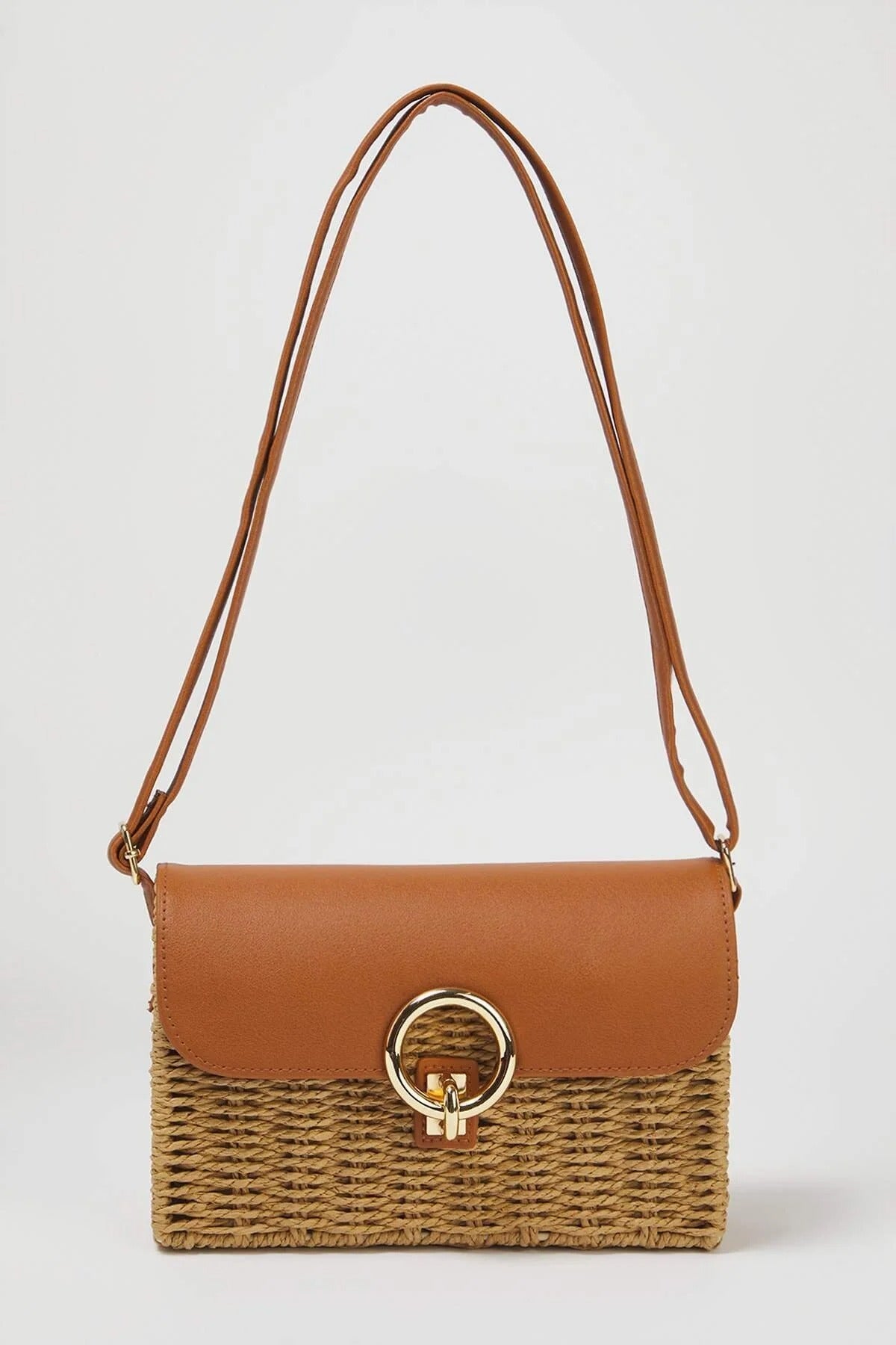 Straw Contrast Women's Small Shoulder Bag