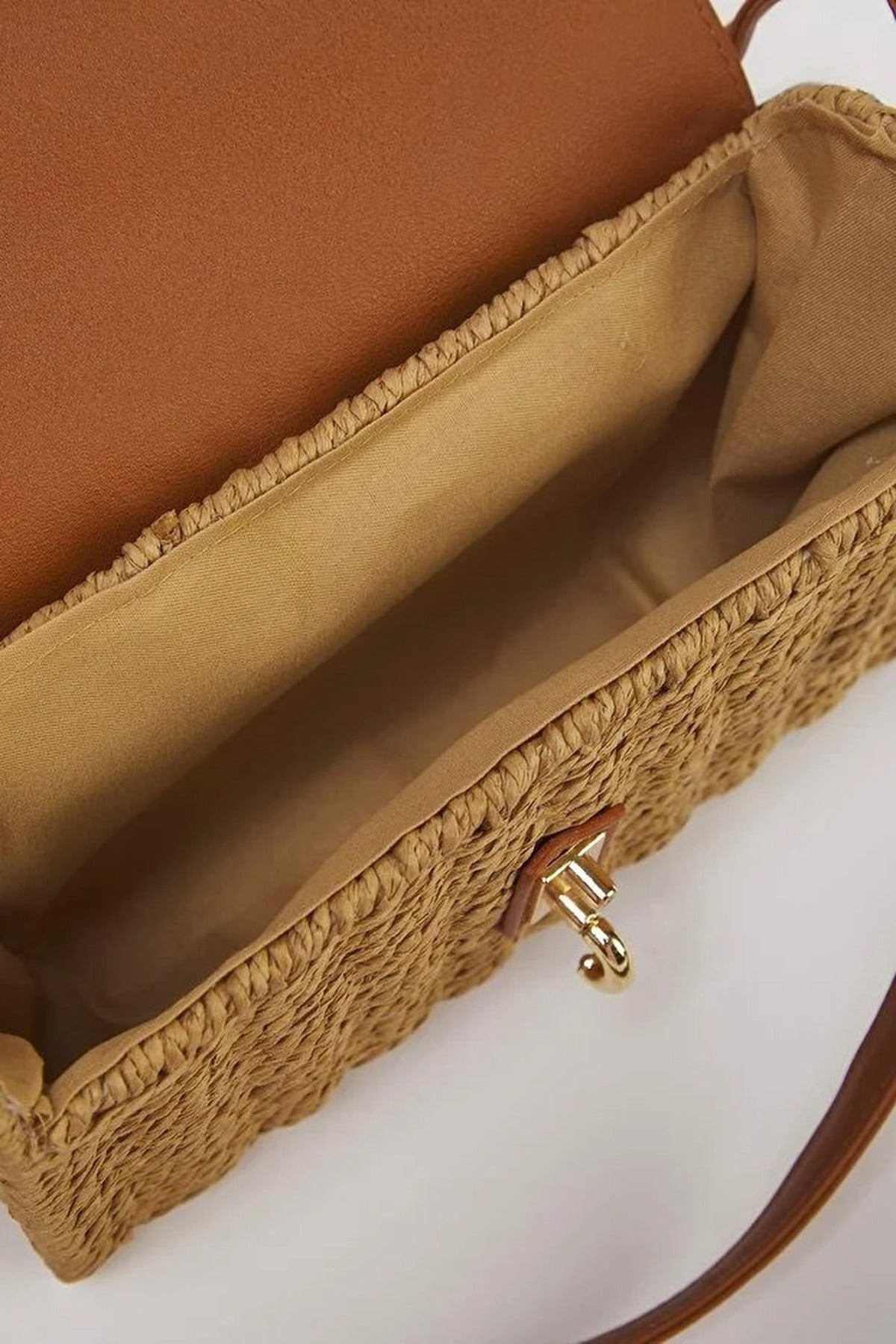 Straw Contrast Women's Small Shoulder Bag