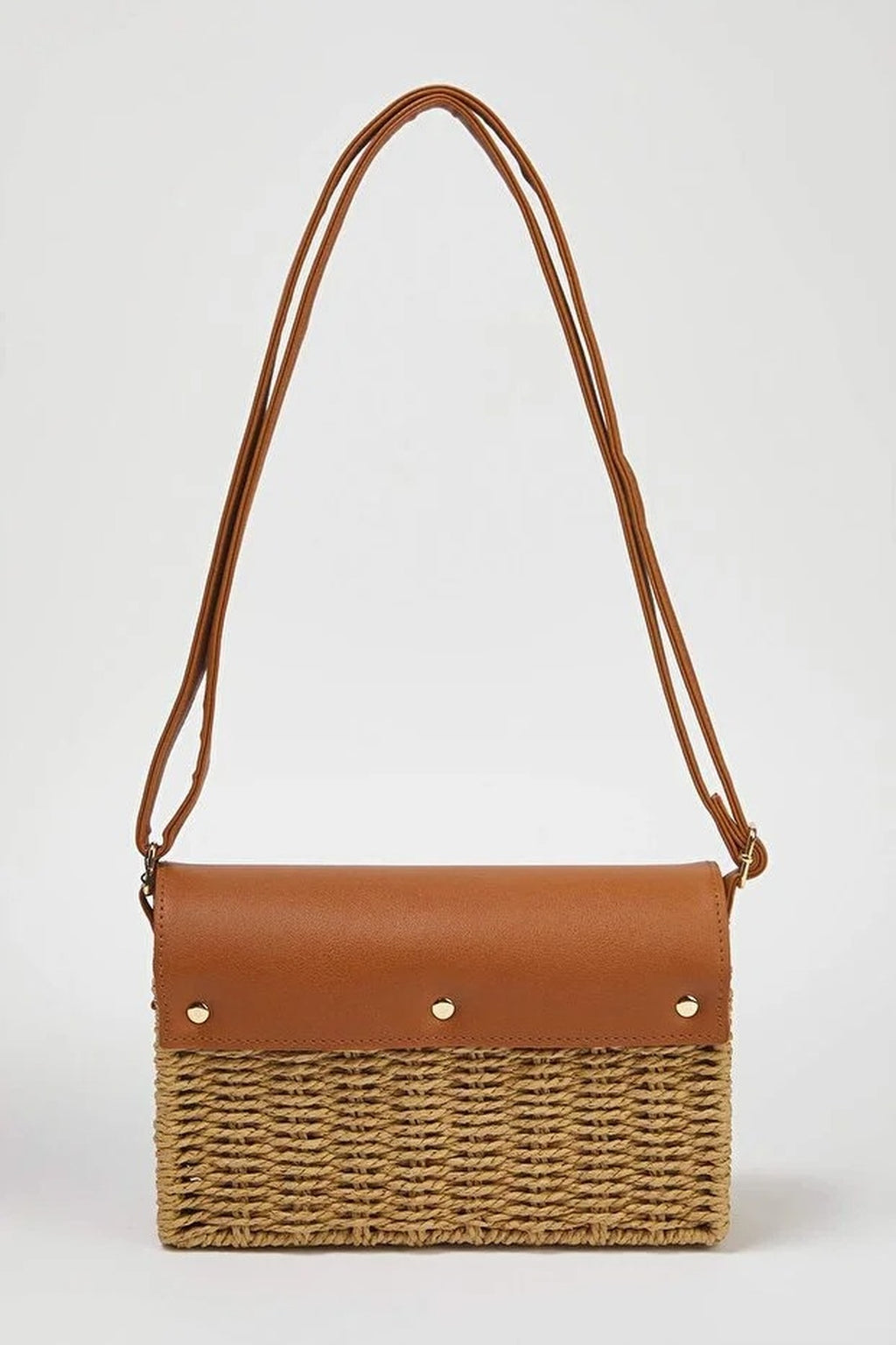 Straw Contrast Women's Small Shoulder Bag