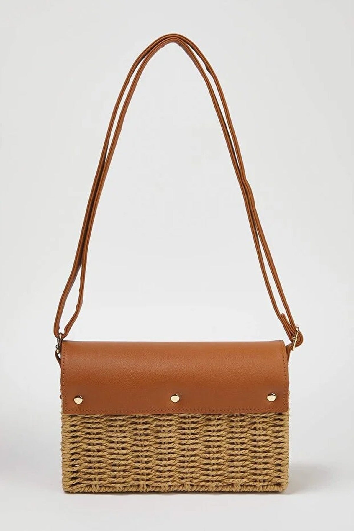 Straw Contrast Women's Small Shoulder Bag