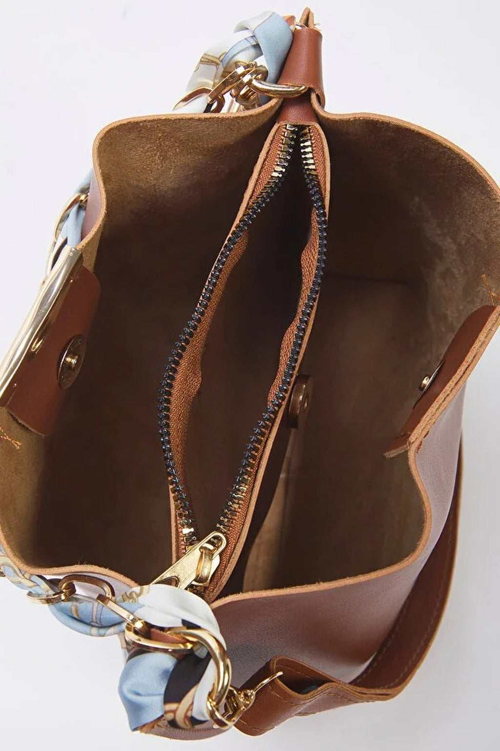 Women's Crossbody Shoulder Bag with Chain Scarf Detail