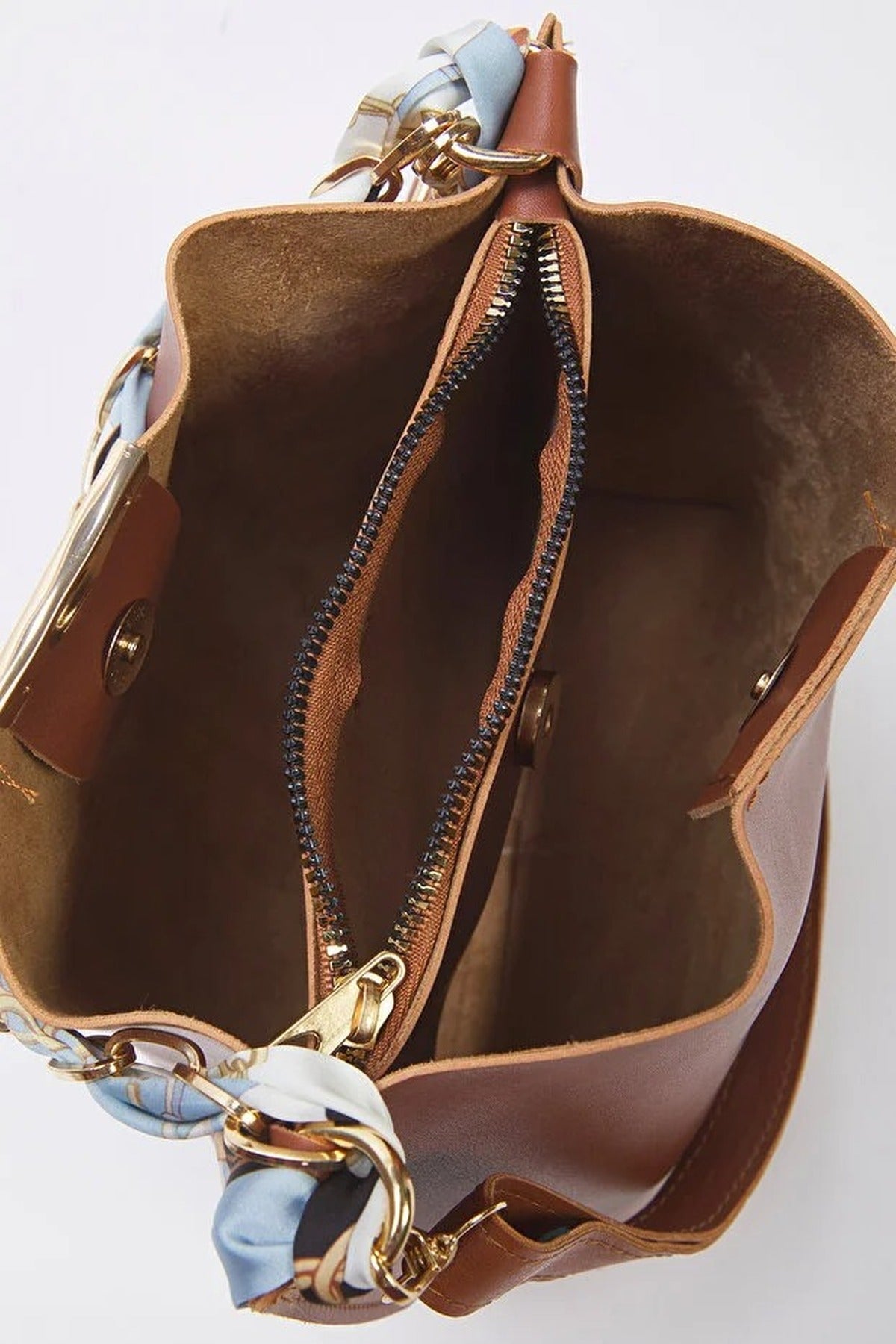 Women's Crossbody Shoulder Bag with Chain Scarf Detail
