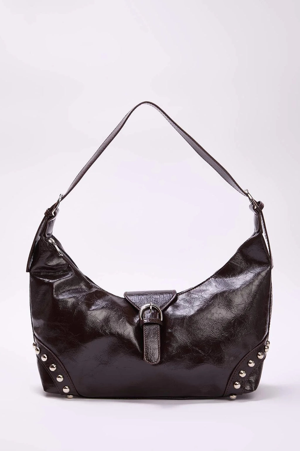 Trok Stone Embellished Belt Buckle Oval Women's Shoulder Bag