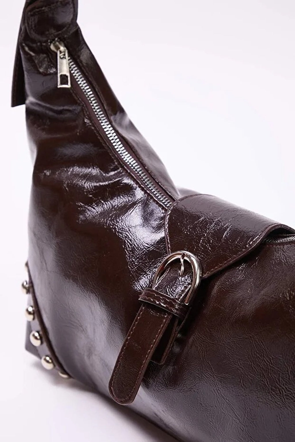 Trok Stone Embellished Belt Buckle Oval Women's Shoulder Bag