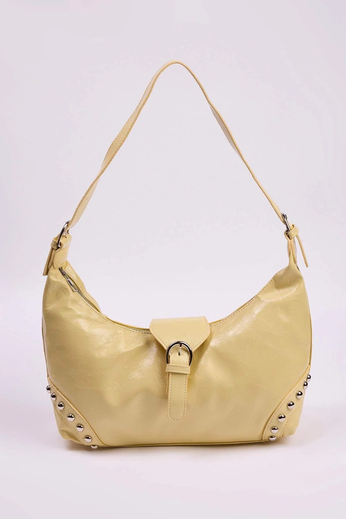 Trok Stone Embellished Belt Buckle Oval Women's Shoulder Bag