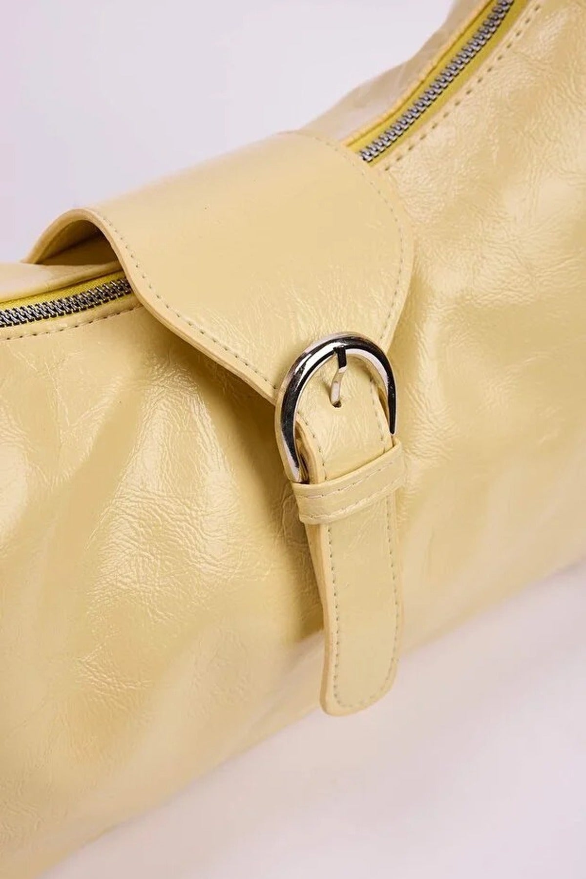 Trok Stone Embellished Belt Buckle Oval Women's Shoulder Bag