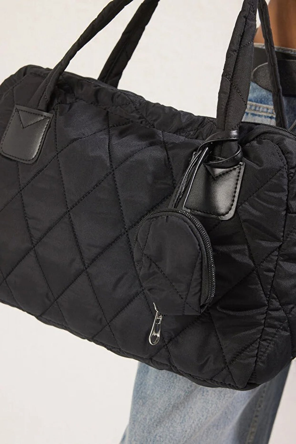 Large Quilted Puffy Women's Handbag and Shoulder Bag with Wallet