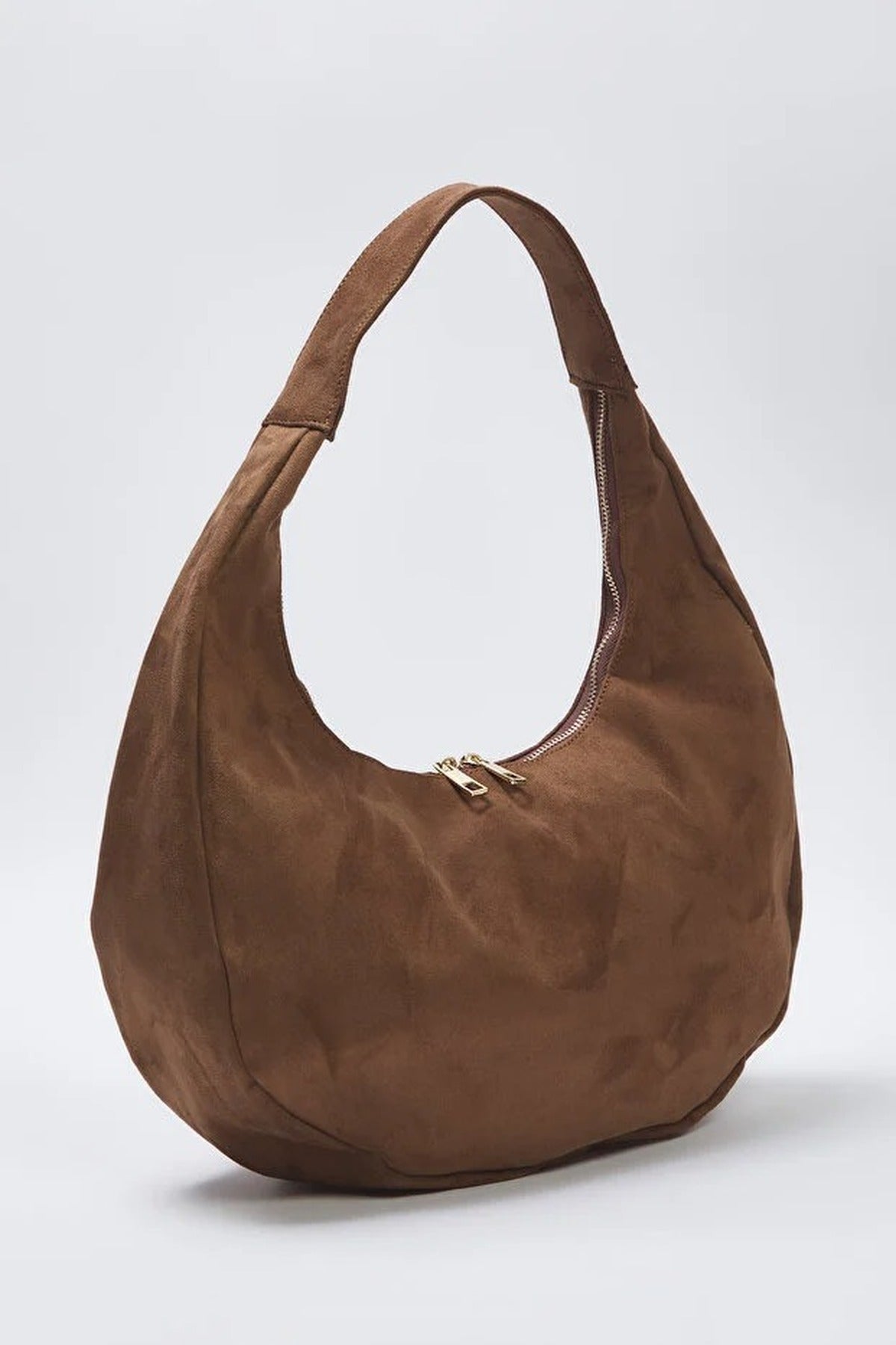 Suede Half Moon Women's Oval Shoulder Bag