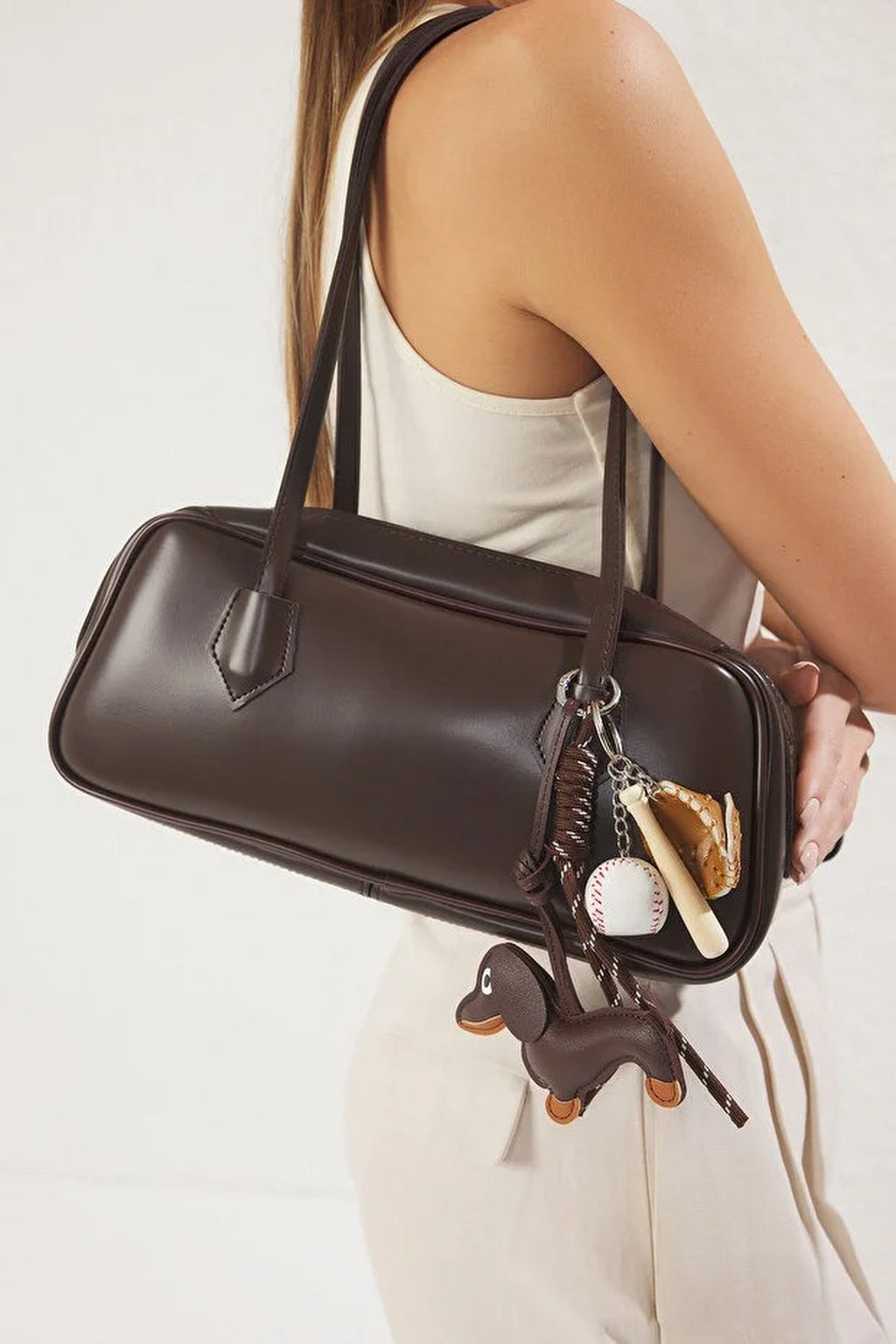 Charm Detailed Women's Mini Bowling Shoulder Bag