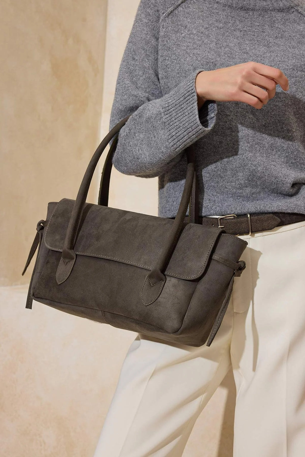 Suede Women's Midi Shoulder Bag