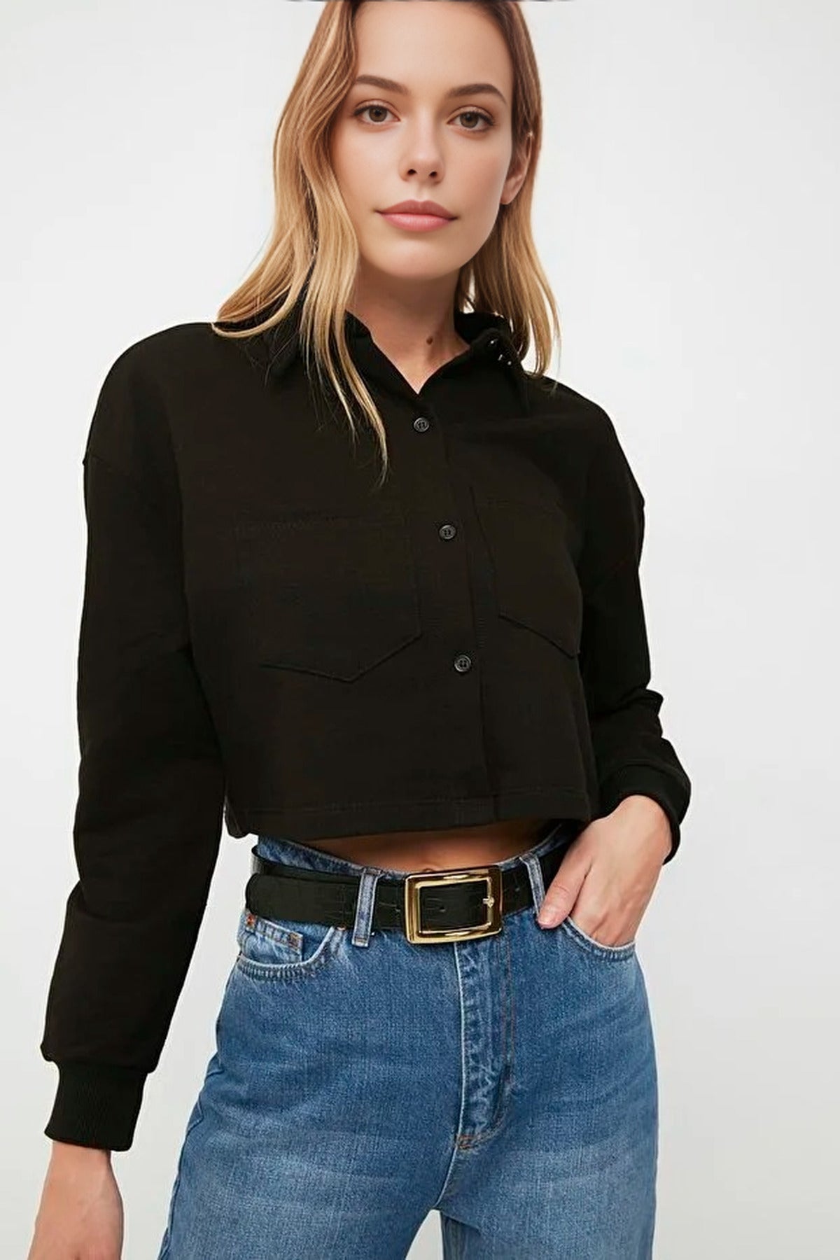 Croco Buckle Faux Leather Women's Belt