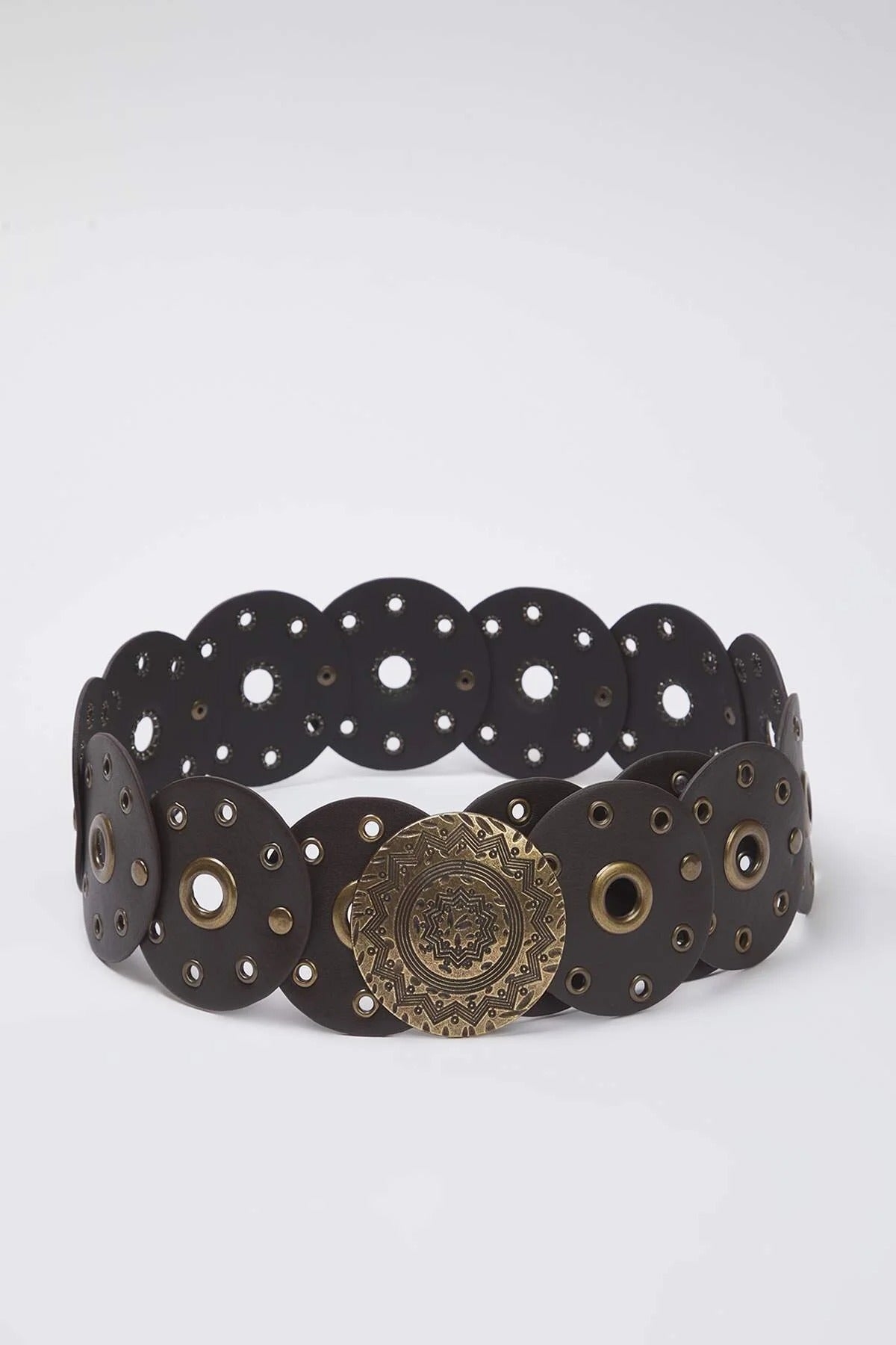 Faux Leather Belt with Troc Details