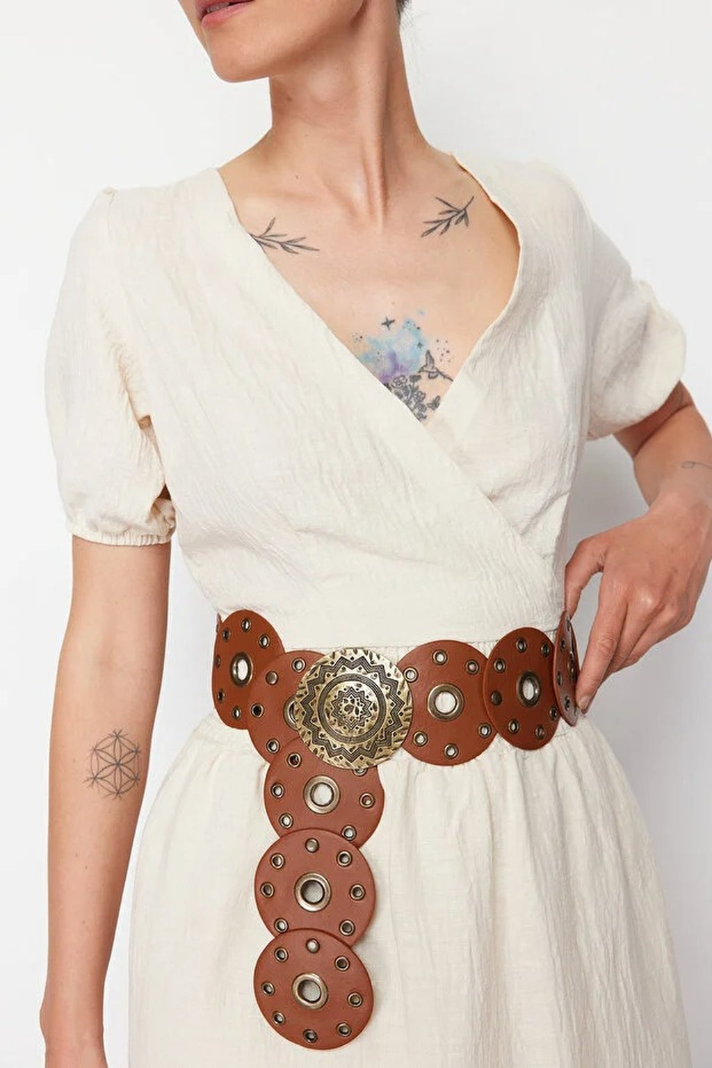 Faux Leather Belt with Troc Details