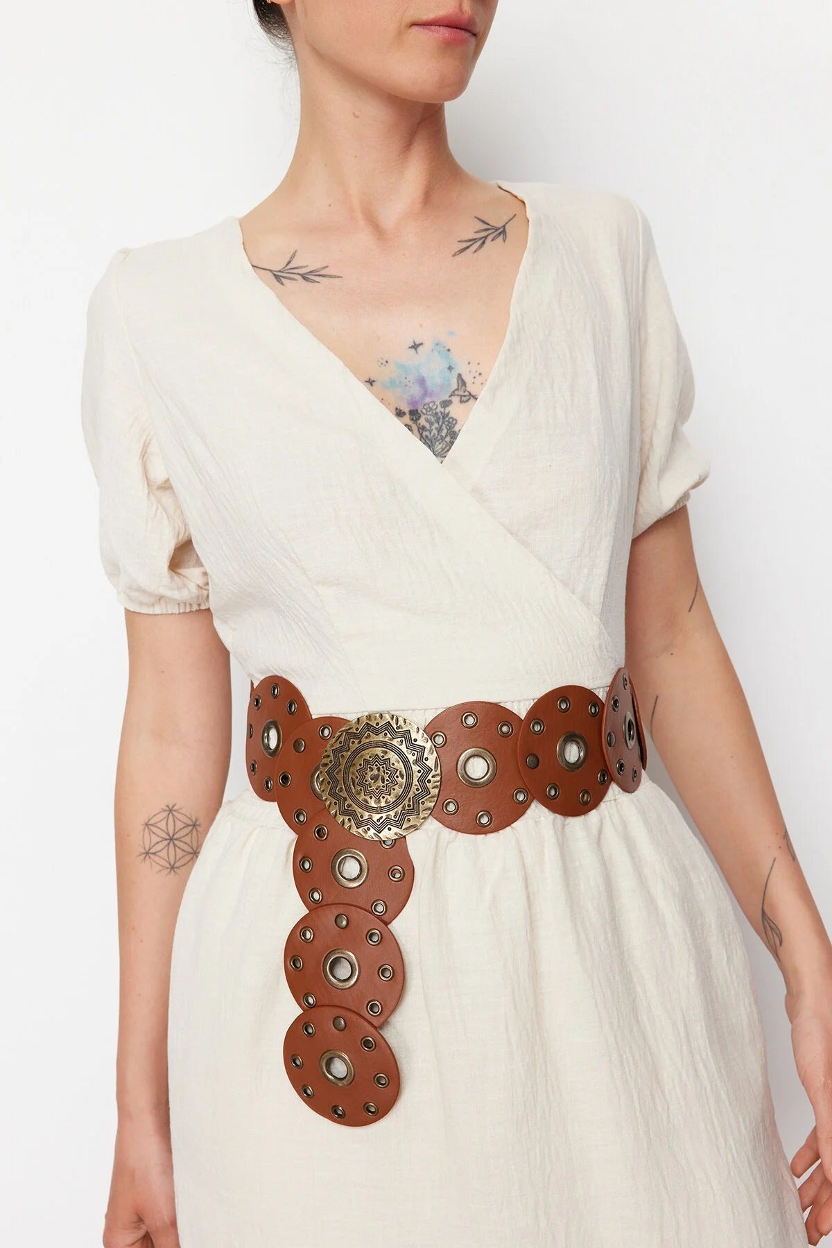 Faux Leather Belt with Troc Details