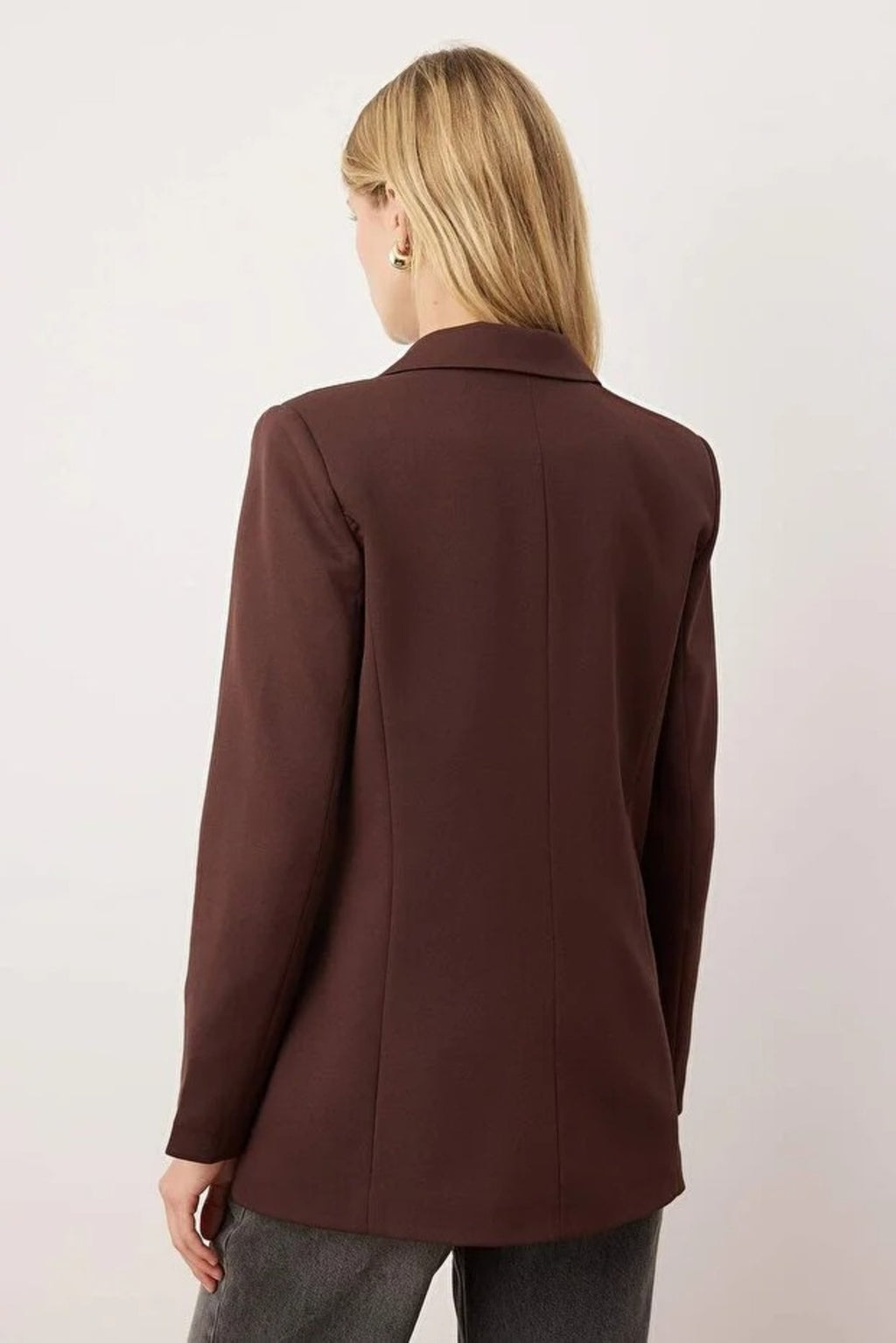 Lined Double-Breasted Woven Blazer Jacket