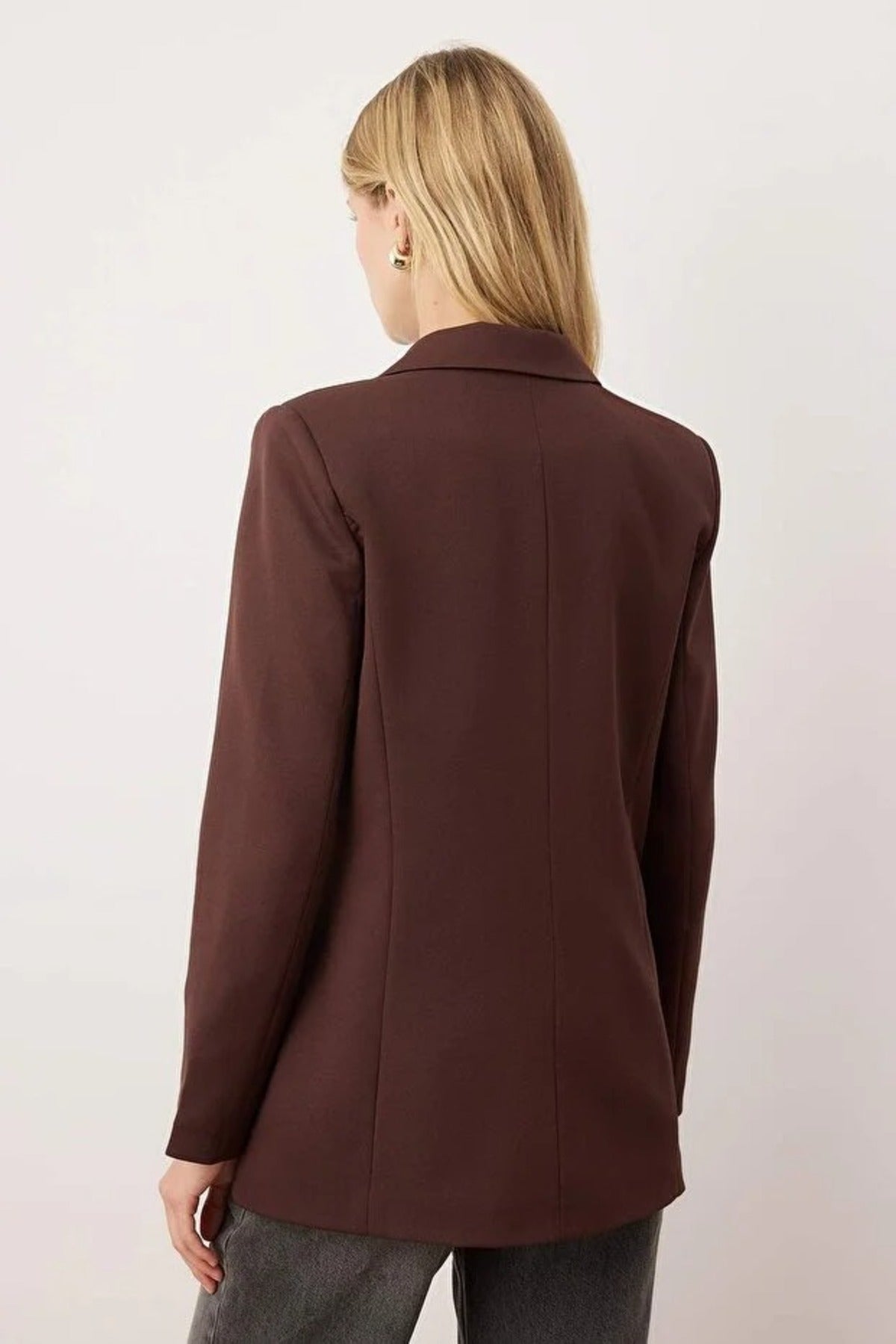 Lined Double-Breasted Woven Blazer Jacket