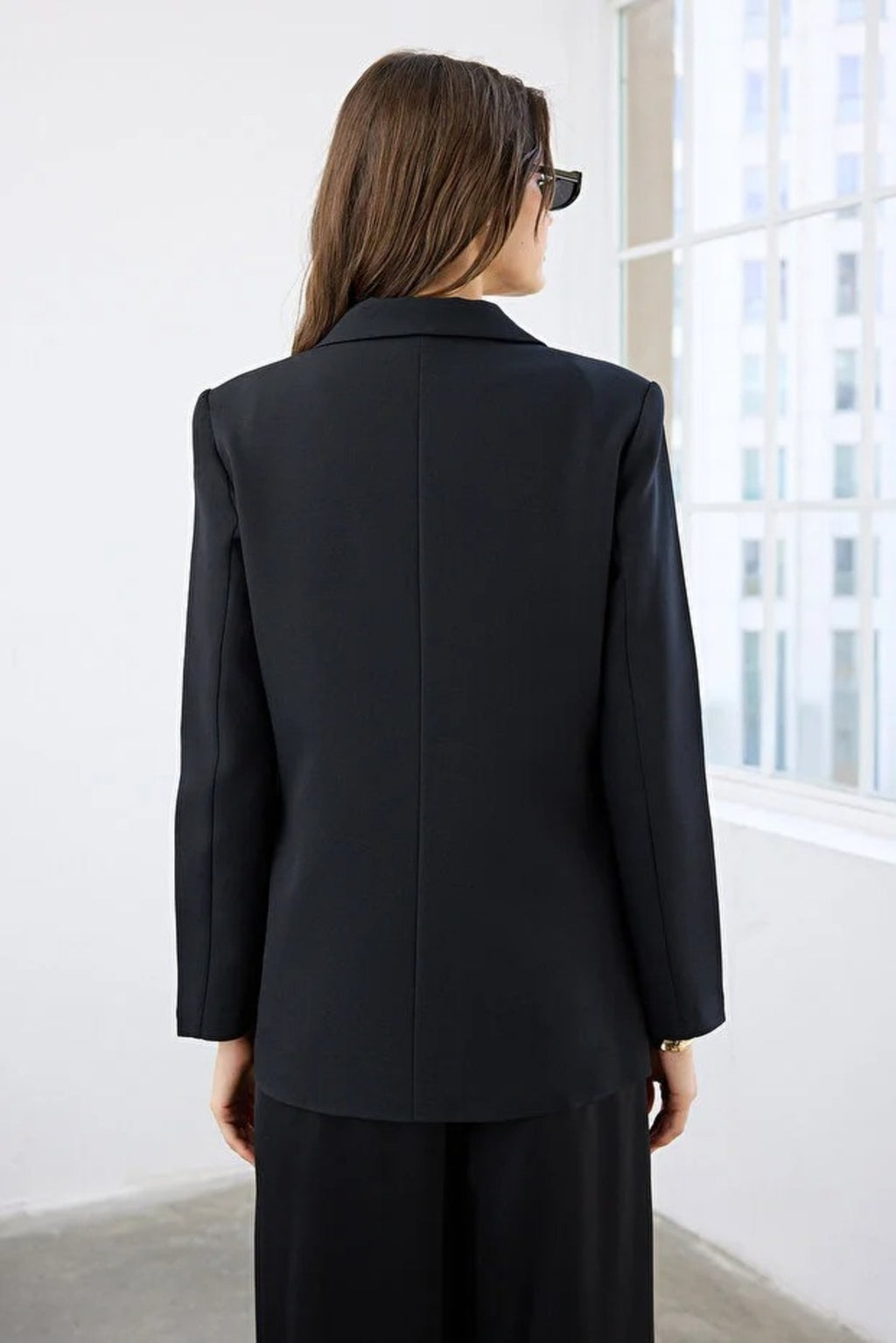 Lined Woven Blazer Jacket with Button Detail