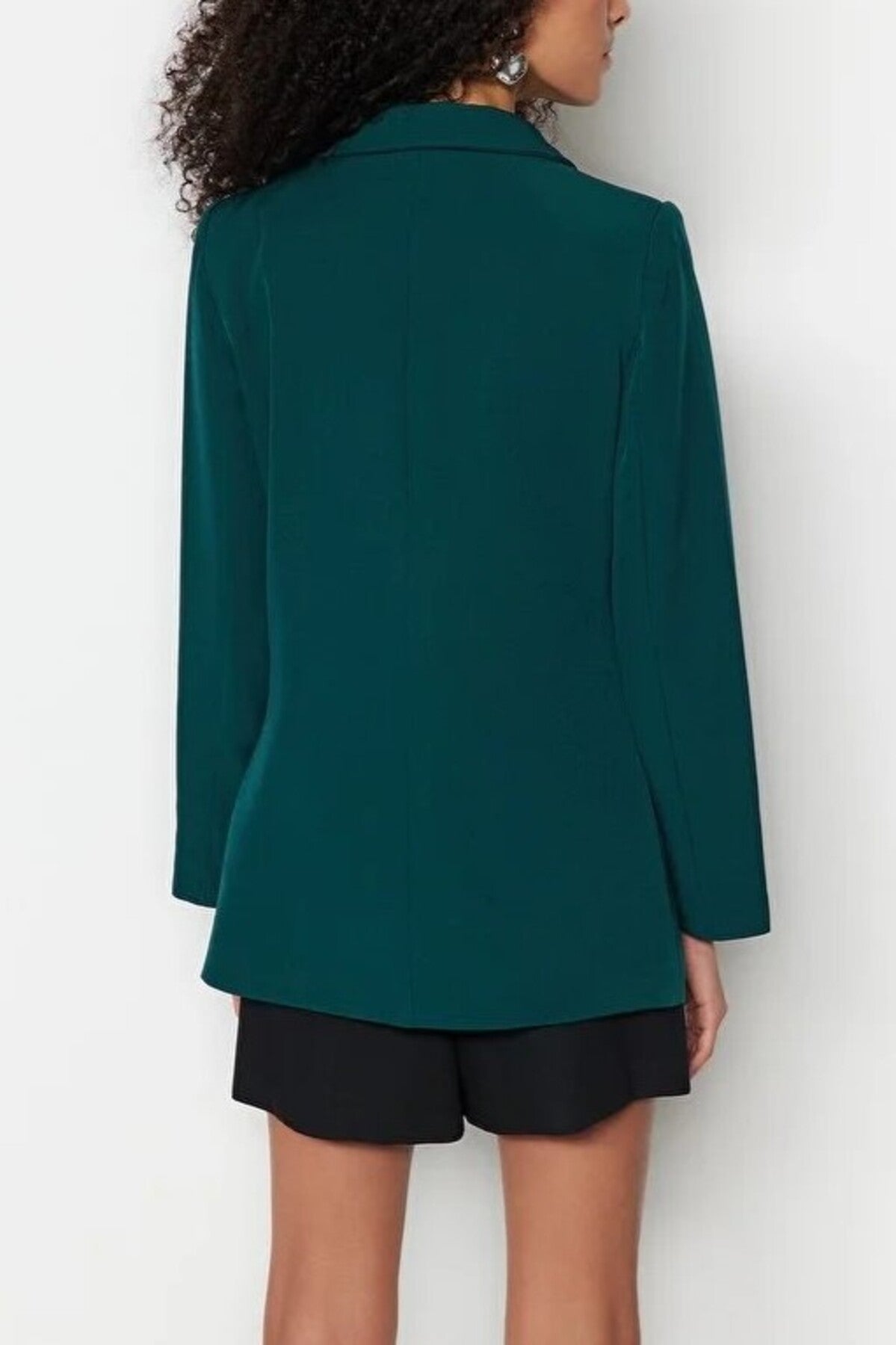 Lined Woven Blazer Jacket with Button Detail