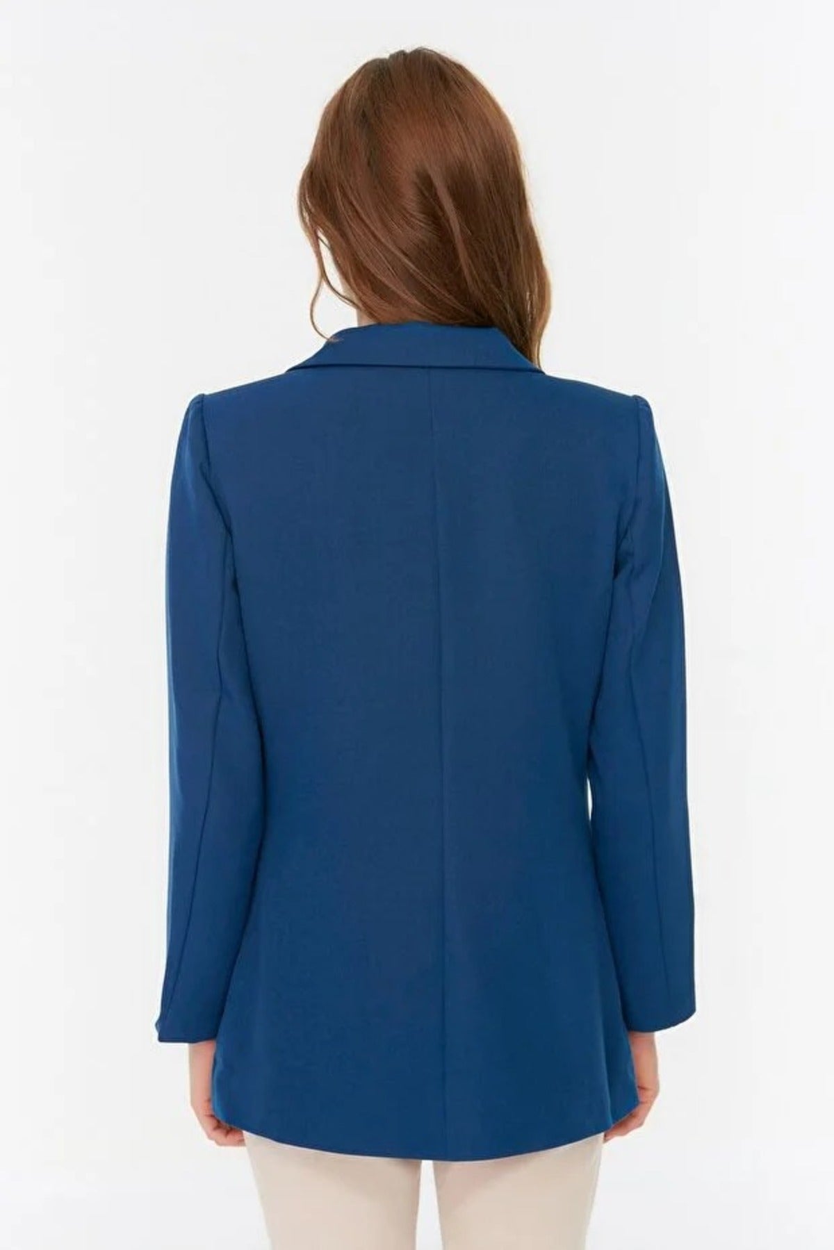 Lined Woven Blazer Jacket with Button Detail