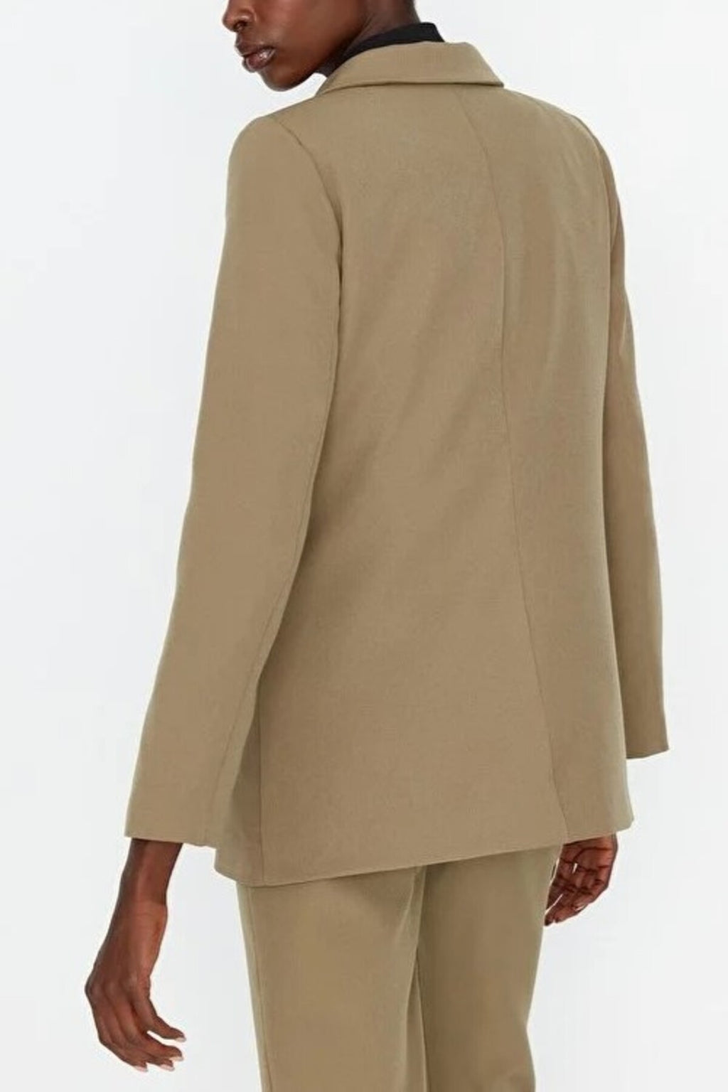 Lined Woven Blazer Jacket with Button Detail