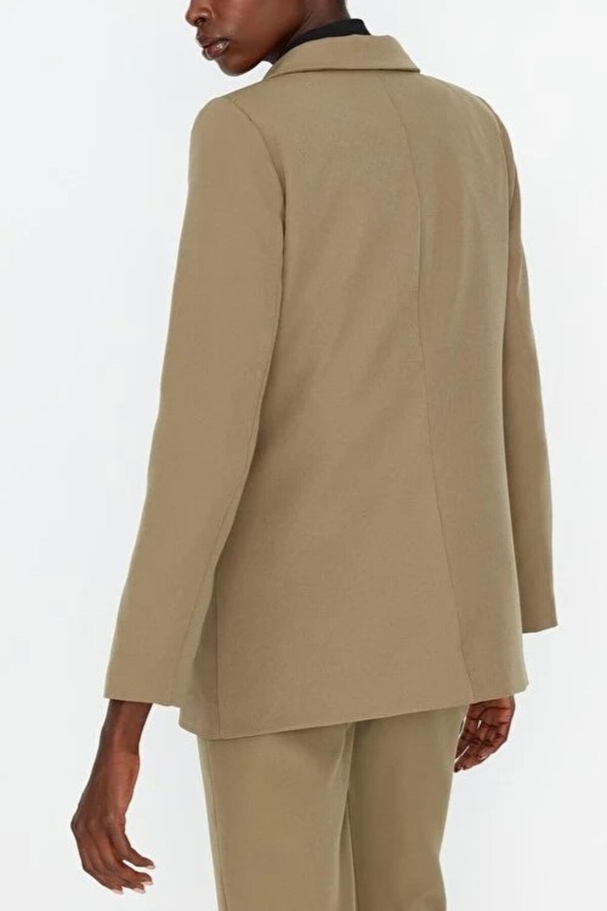 Lined Woven Blazer Jacket with Button Detail