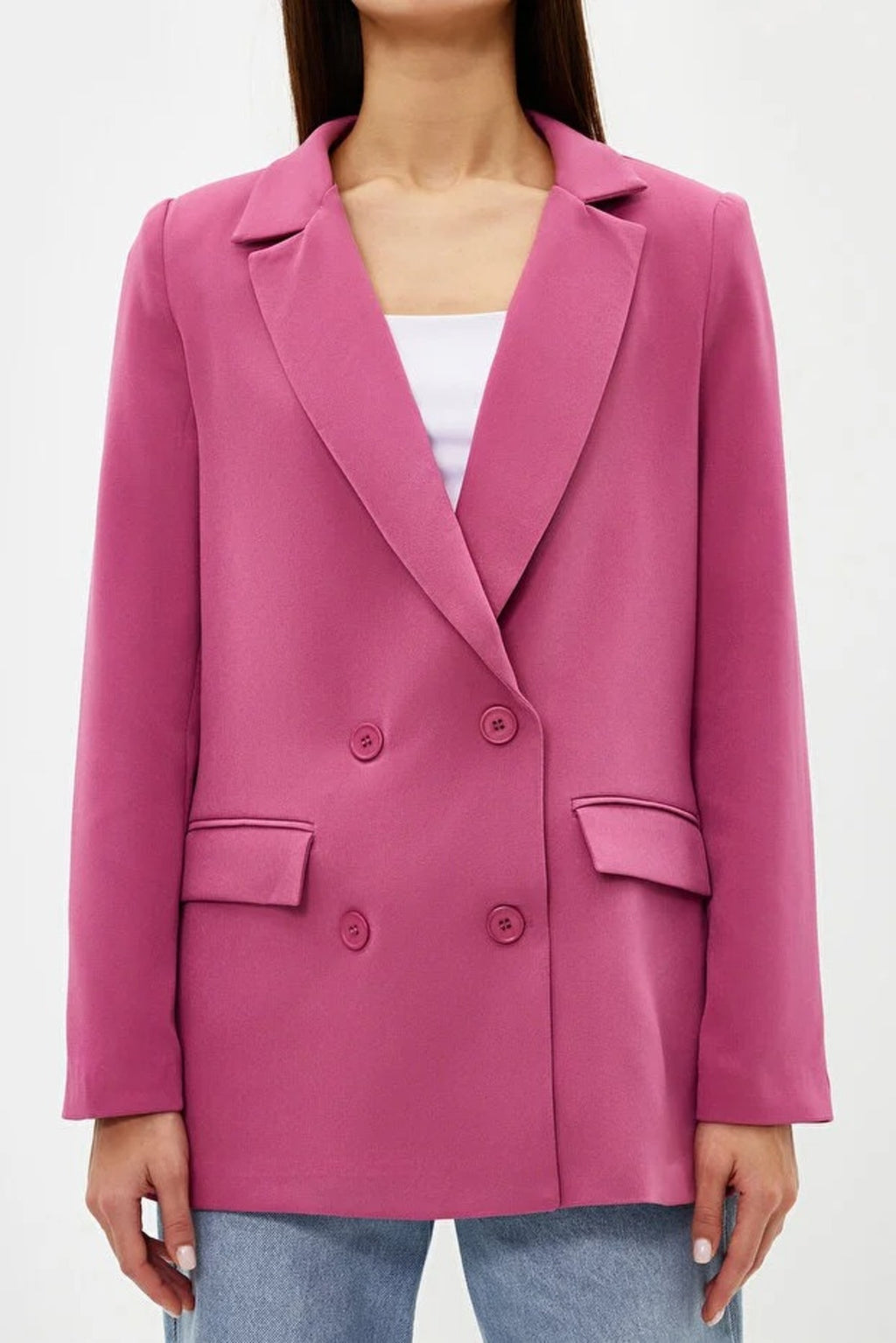 Lined Woven Blazer Jacket with Button Detail