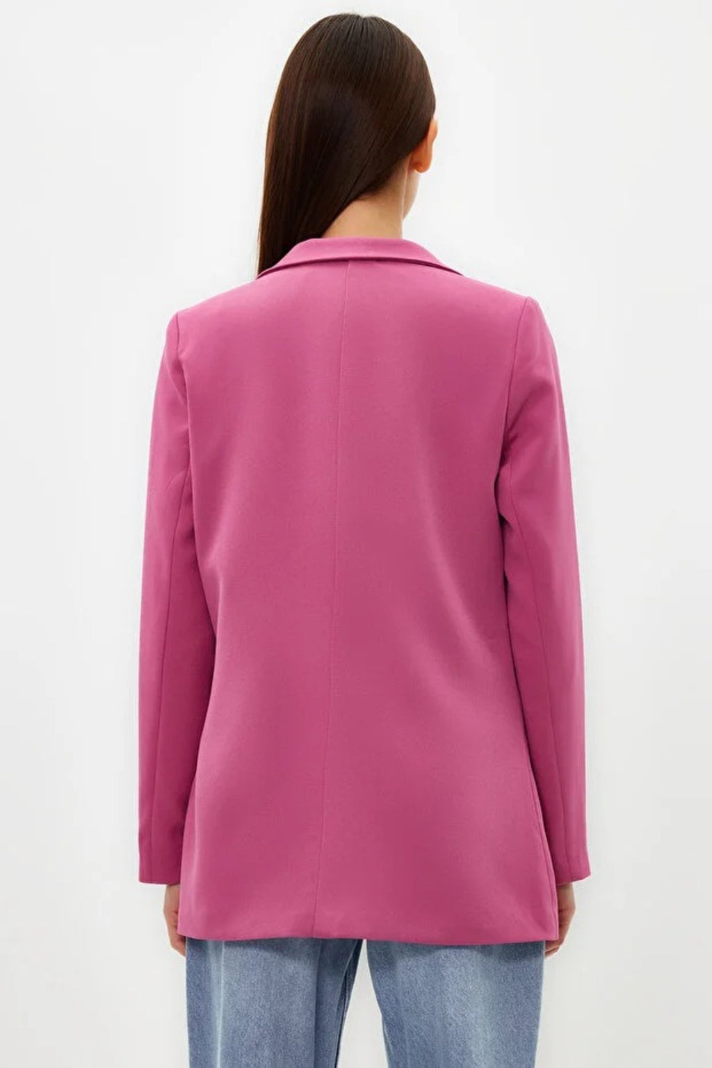 Lined Woven Blazer Jacket with Button Detail