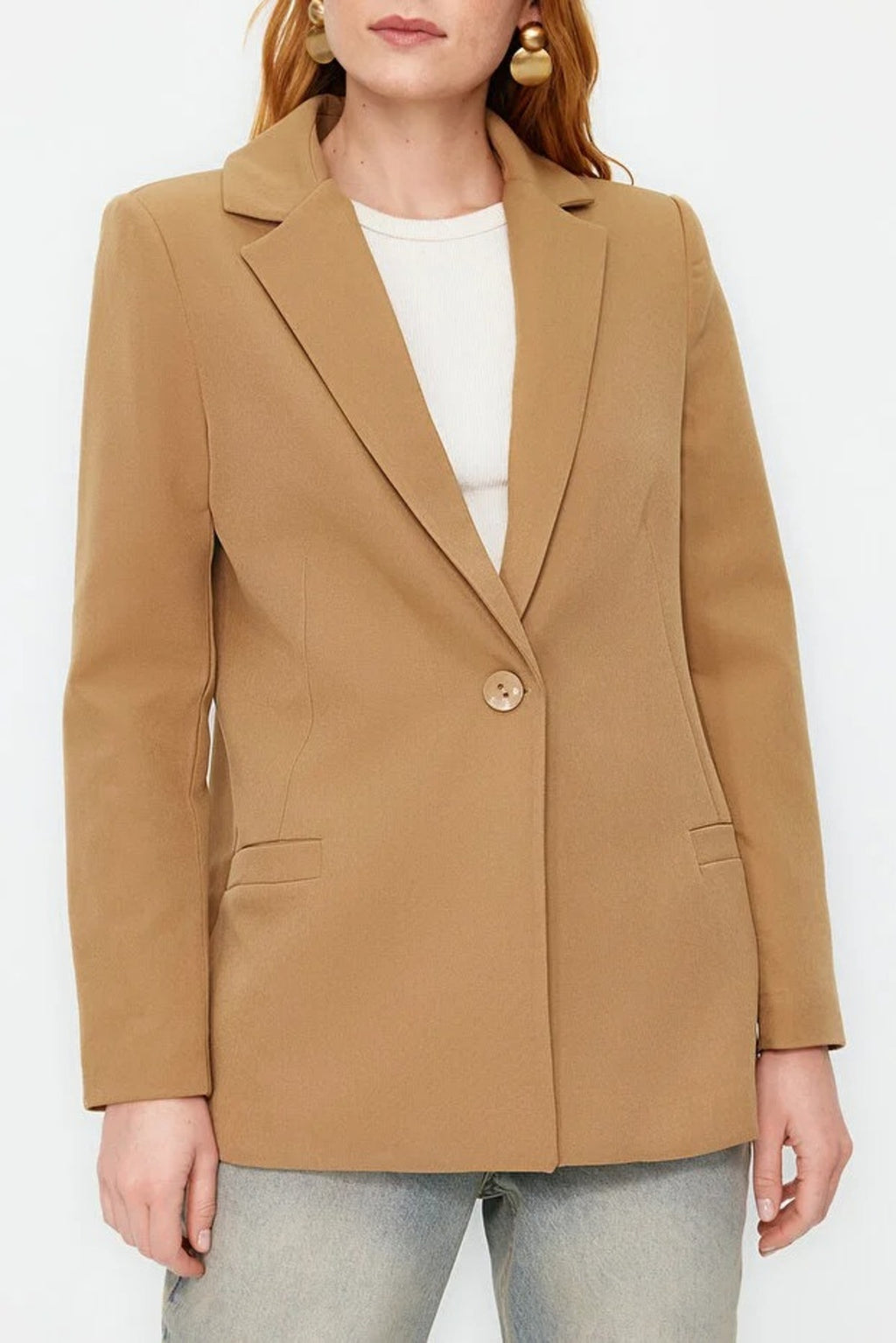 Woven Blazer Jacket with Lining Detail