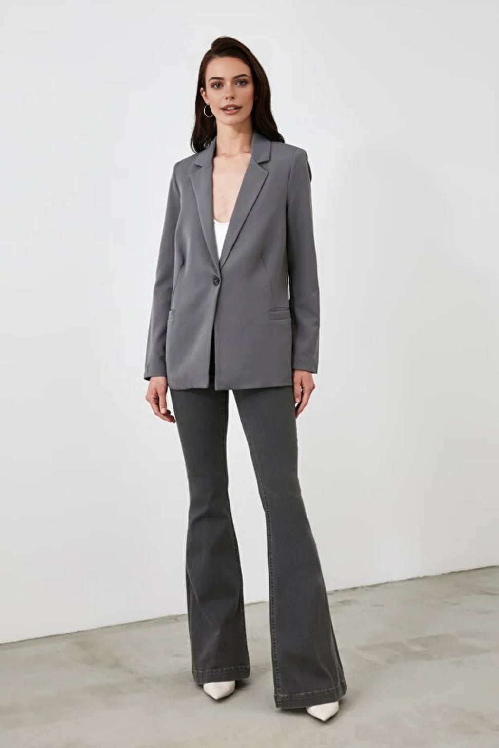 Woven Blazer Jacket with Lining Detail