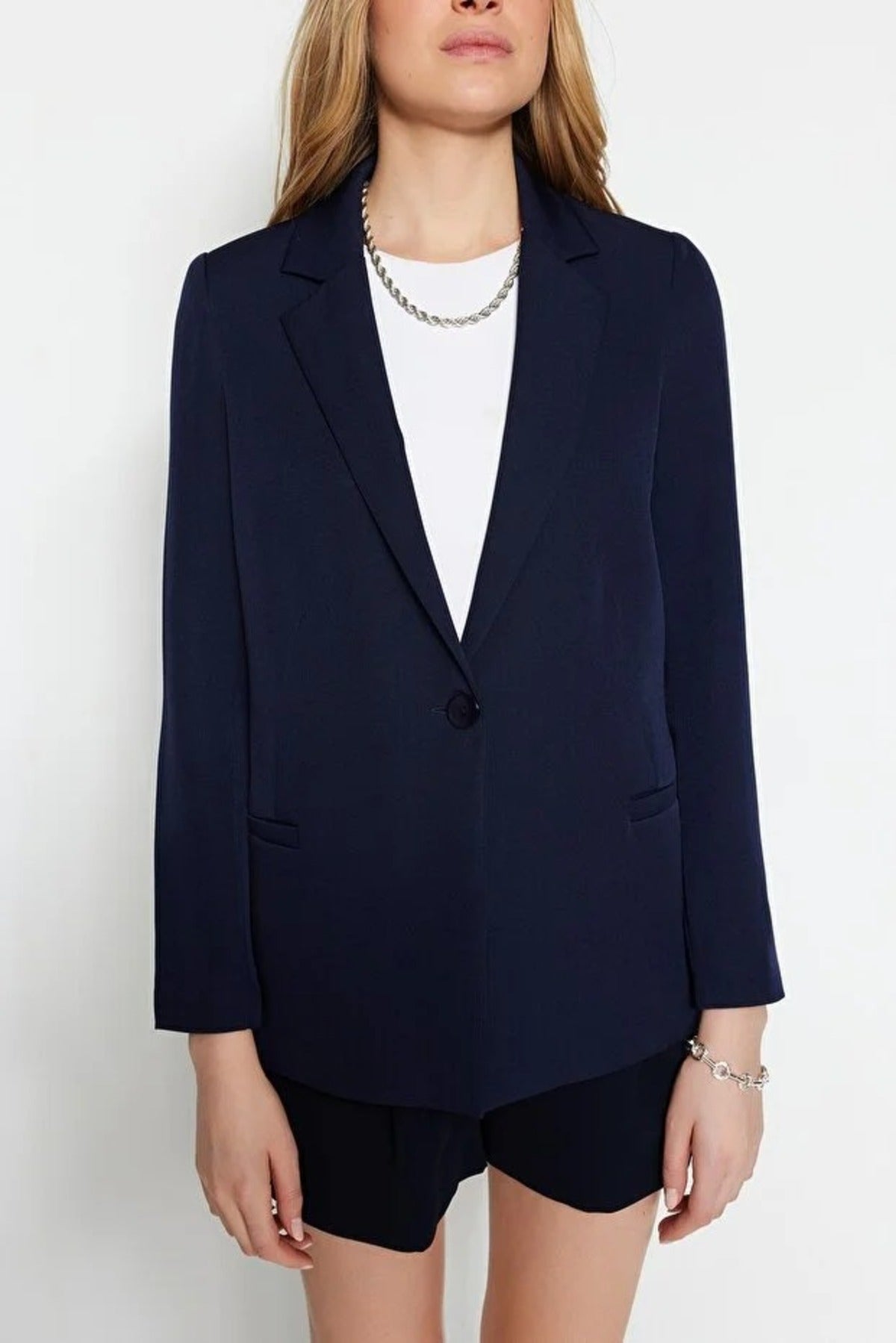 Woven Blazer Jacket with Lining Detail