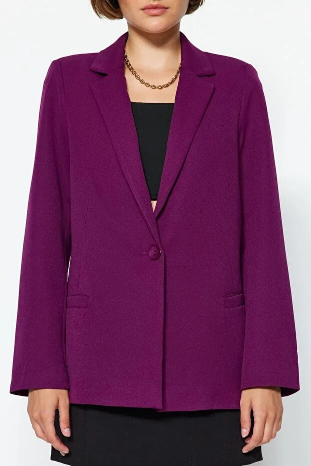 Woven Blazer Jacket with Lining Detail