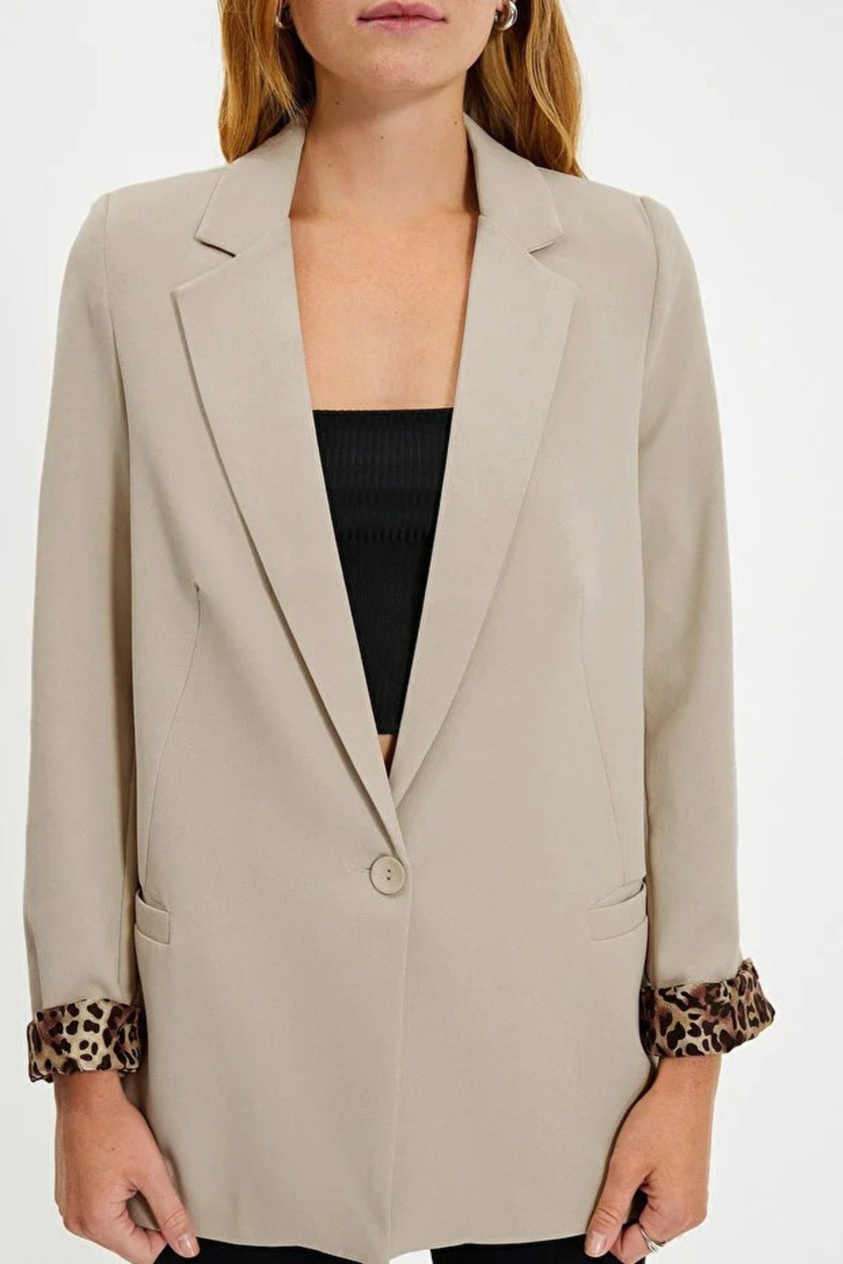 Woven Blazer Jacket with Lining Detail