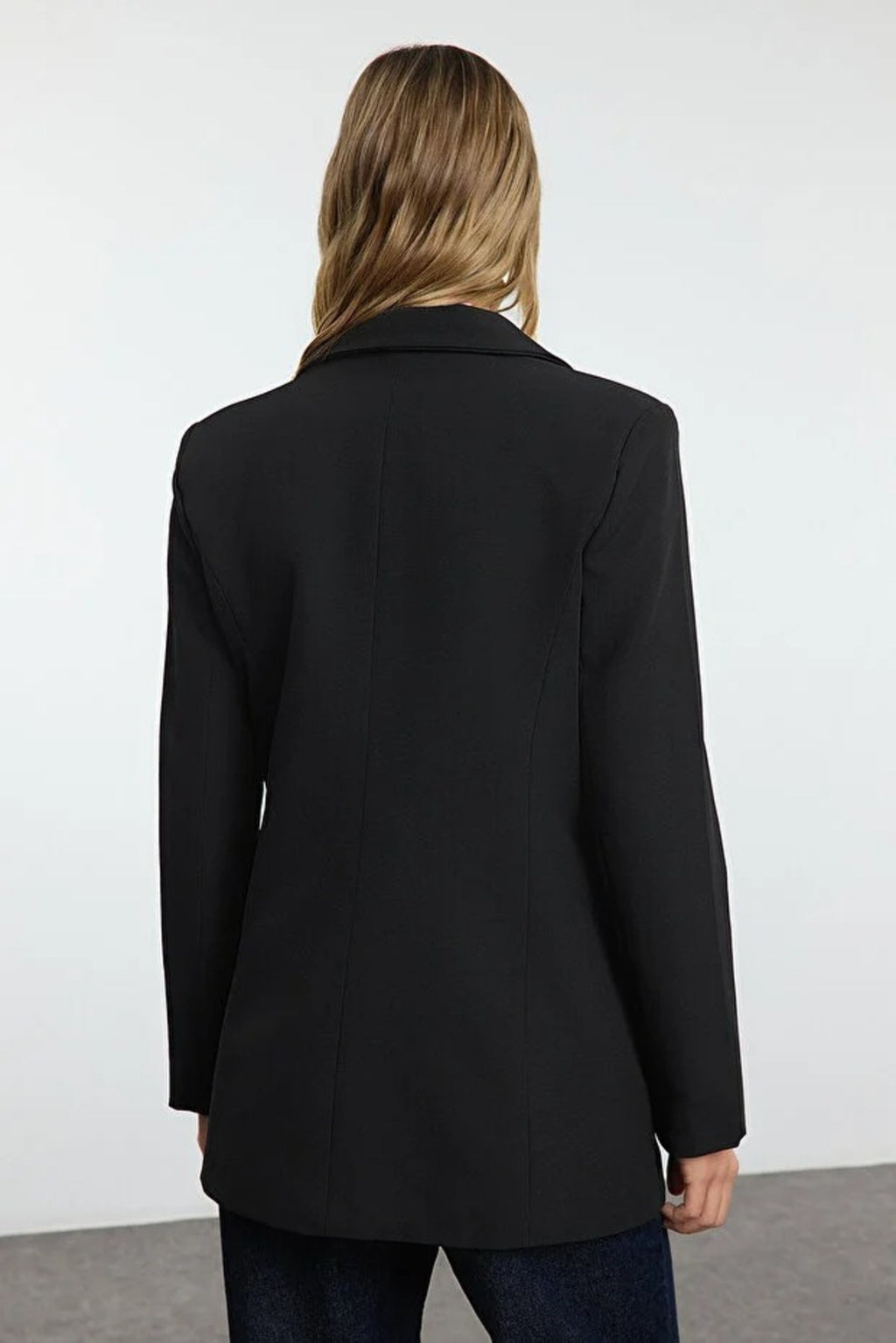 Oversize Lined Double-Breasted Woven Blazer Jacket